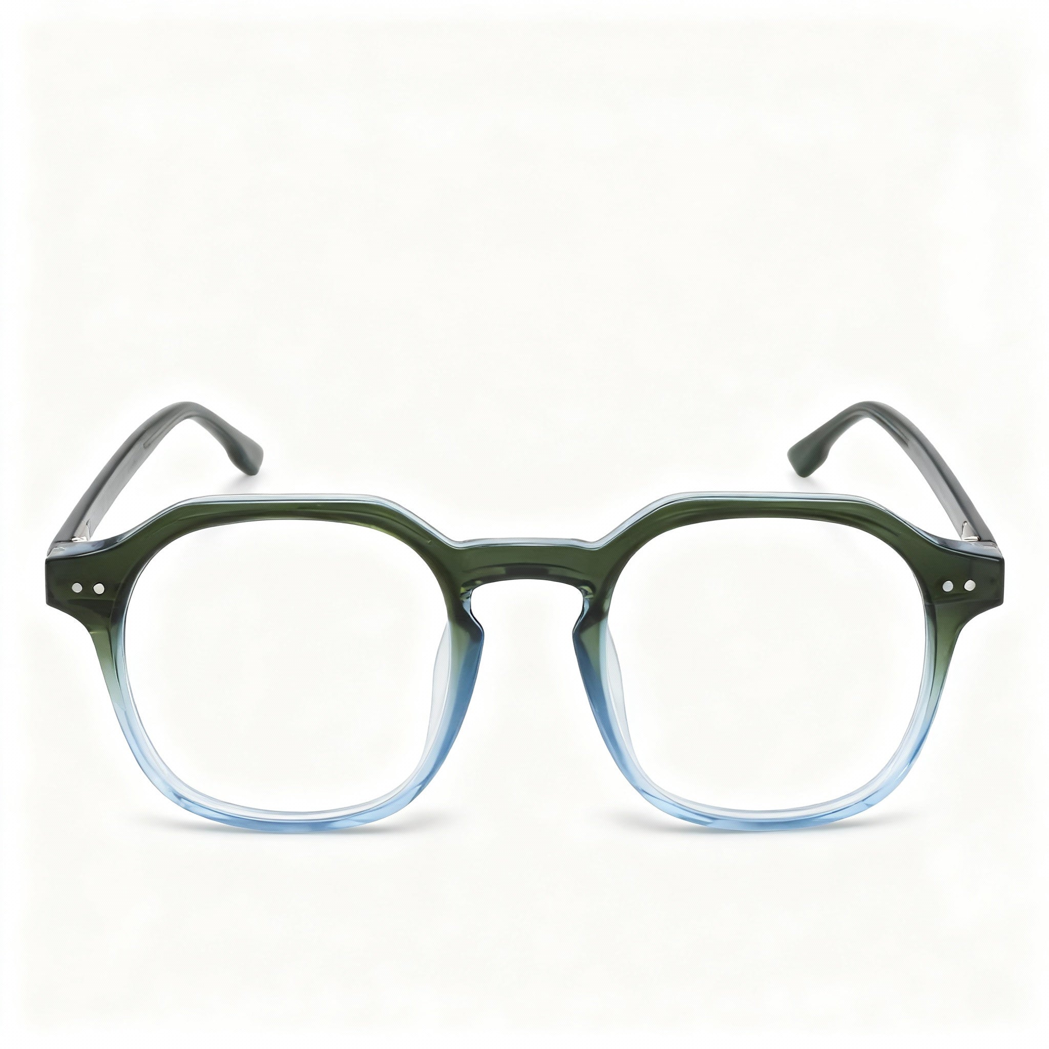 MCALLISTER Mc4535 Men's Olive Blue Metal Square Polarized Clear Lens Eyeglasses 48-21-140