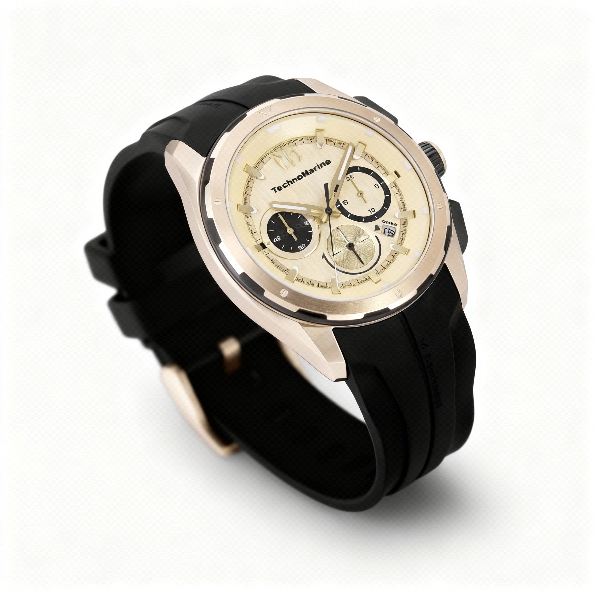 TechnoMarine OCEAN - NOMAD TM-318105 Unisex Quartz Watch, 43mm Stainless Steel Case, Gold, Silicone Strap