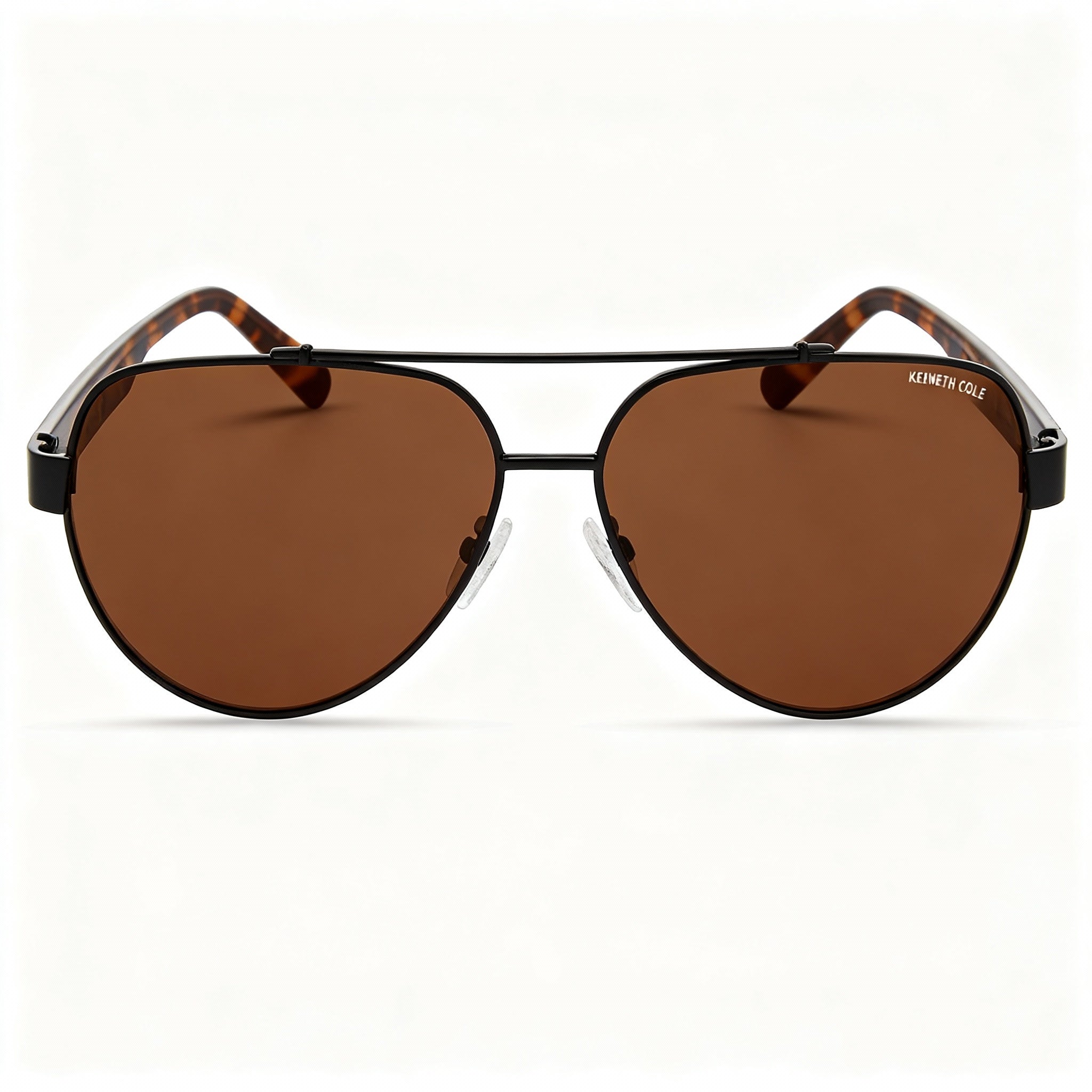 Kenneth Cole New York Kc6001e Women's Non-Polarized Sunglasses, Shiny Black Brown Metal, Brown Lens, 60mm