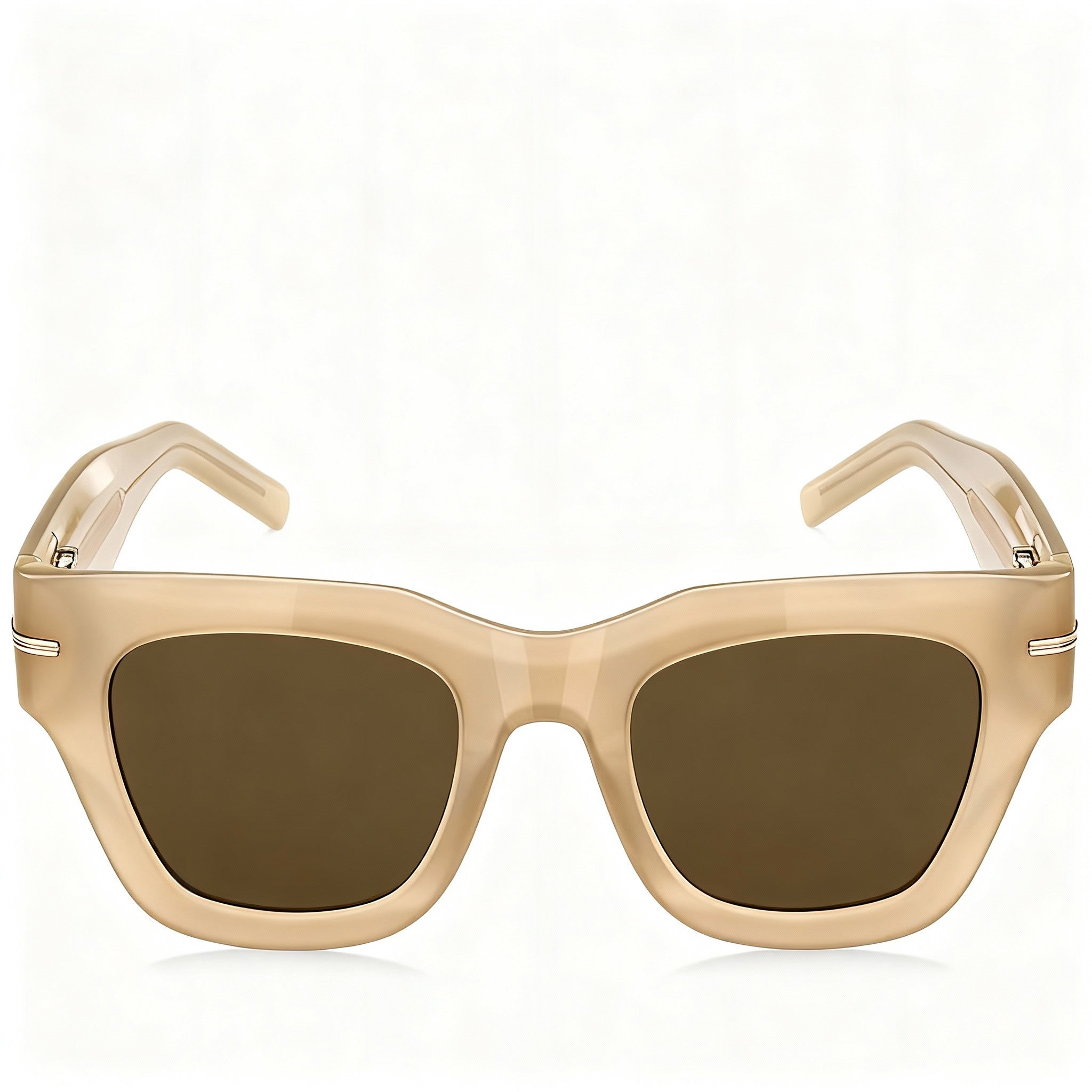 Hugo Boss Contemporary Women's Acetate Frame Sunglasses with Polycarbonate Non-Polarized Lens, Beige, 51mm