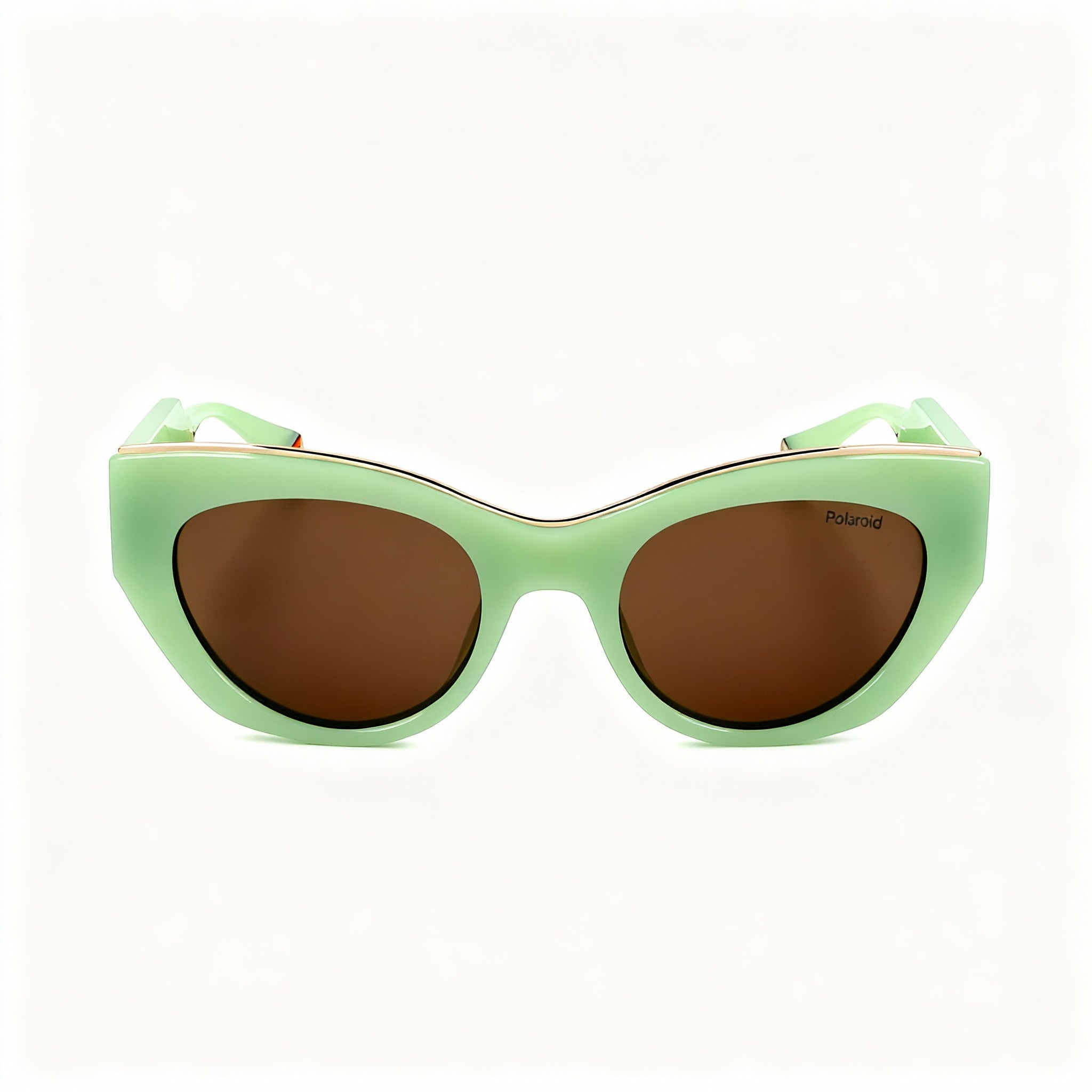 Polaroid Women's Cat Eye Polycarbonate Frosted Green, Bronze Polarized Sunglasses 50mm