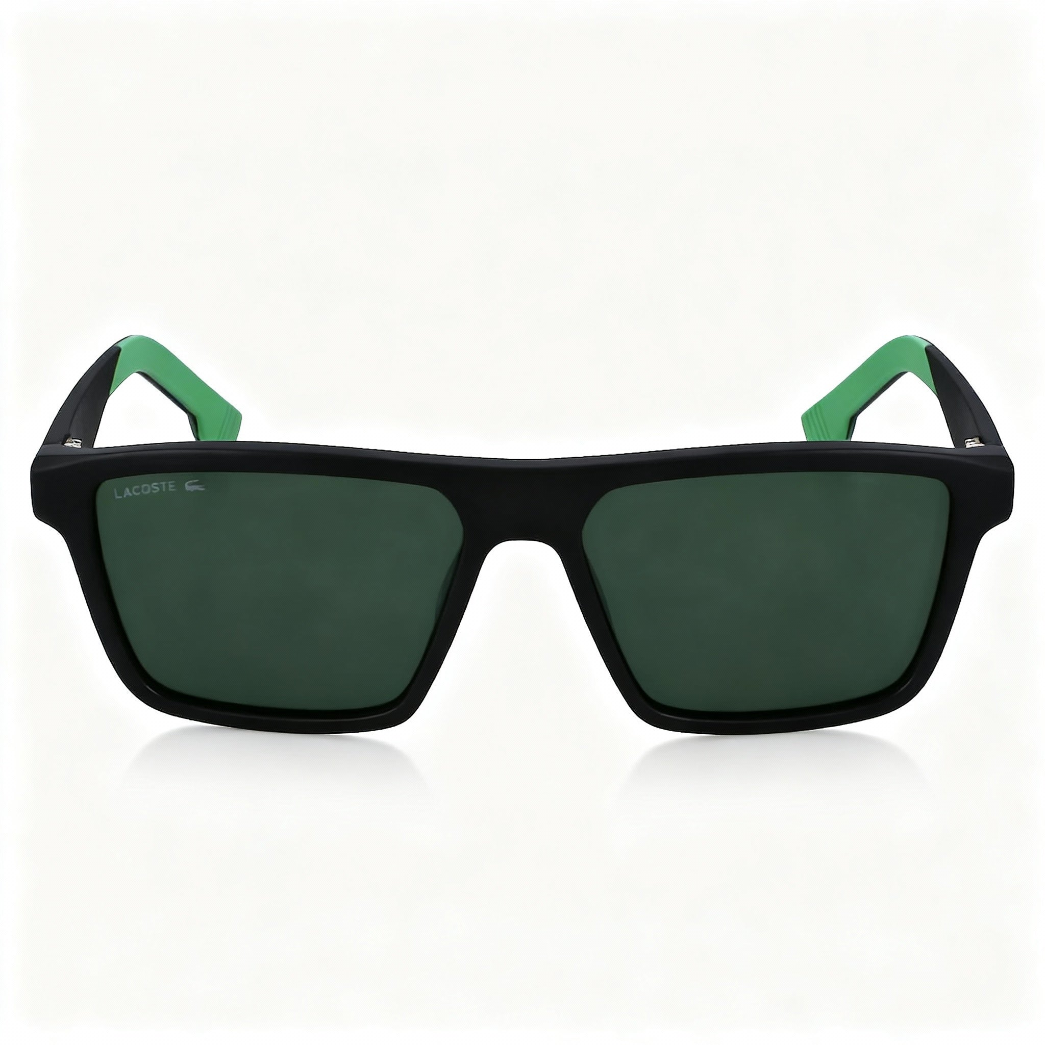 Lacoste Modern Men’s Matte Black Green Plastic UV Protection Non-Polarized 55mm Sunglasses
