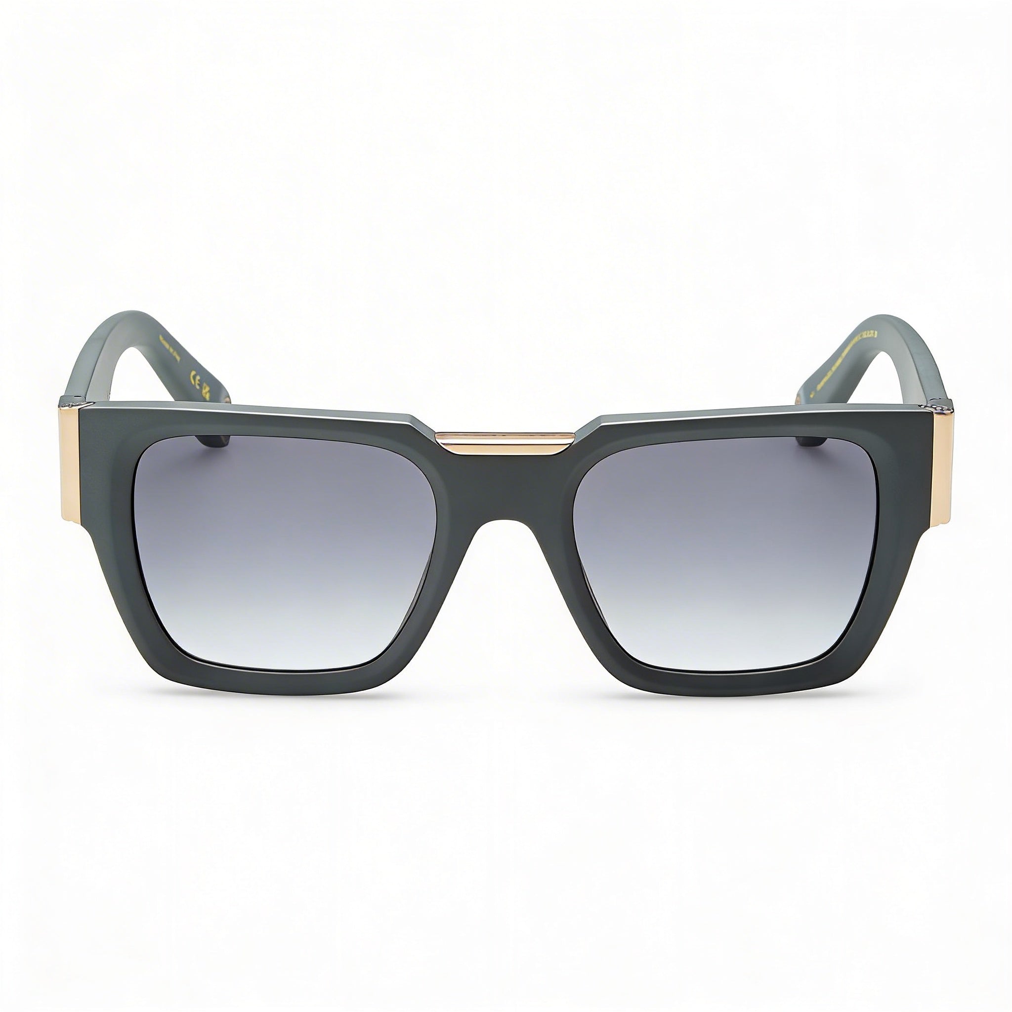 Philipp Plein Spp095m Men's Plastic Matte Grey UV Protected Sunglasses with Smoke Gradient Lenses 52mm