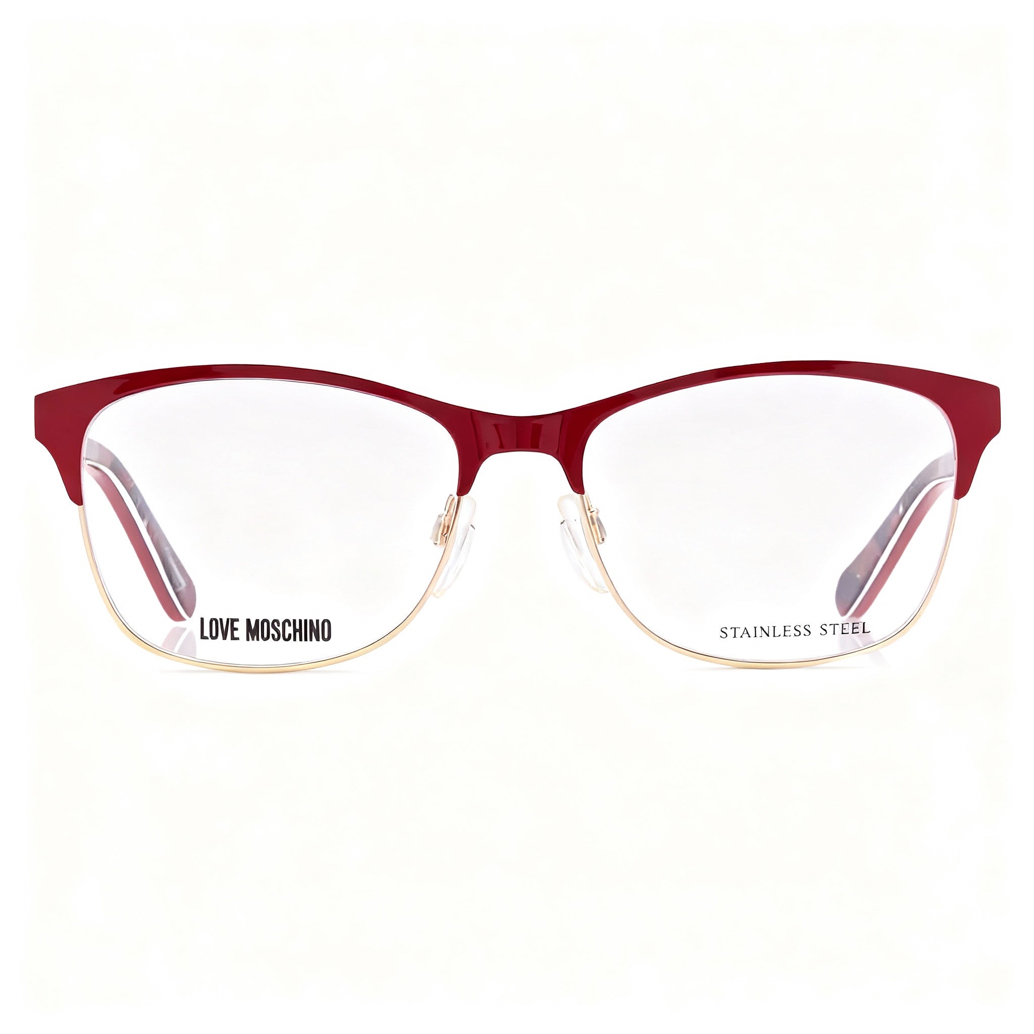 Love Moschino Women's Prescription Eyewear Red Metal Frames with Clear Lenses 53-16-145
