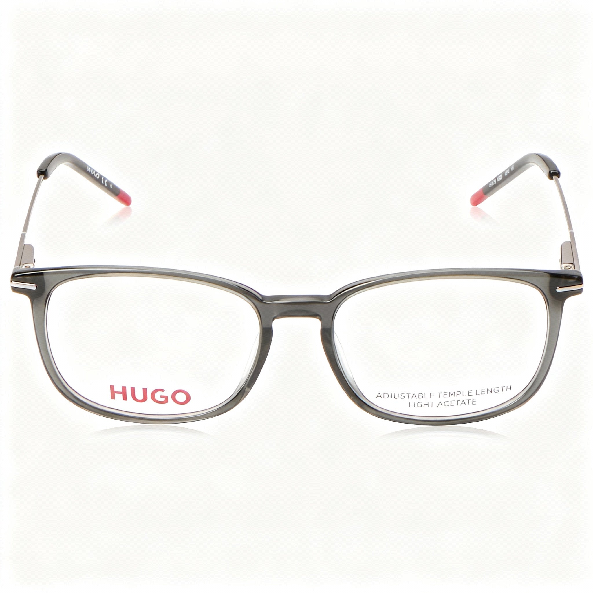 HUGO Modern Unisex Eyeglasses with Grey Magnesium Frame & Non-polarised Polycarbonate Lenses 52mm