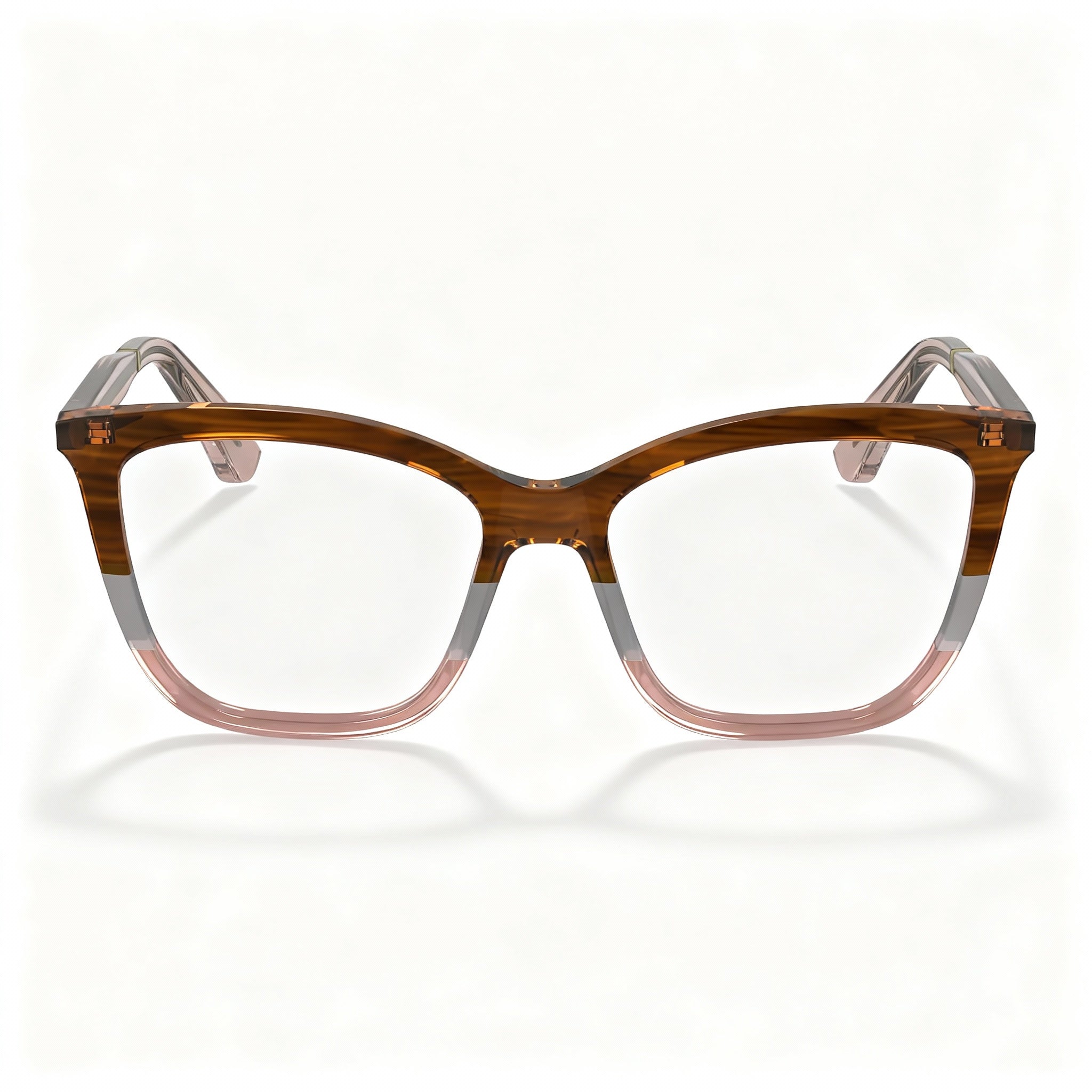 Calvin Klein Modern Women's Acetate Eyeglasses, Striped Brown/Grey/Rose Frame, Non-Polarised Lenses, 53mm