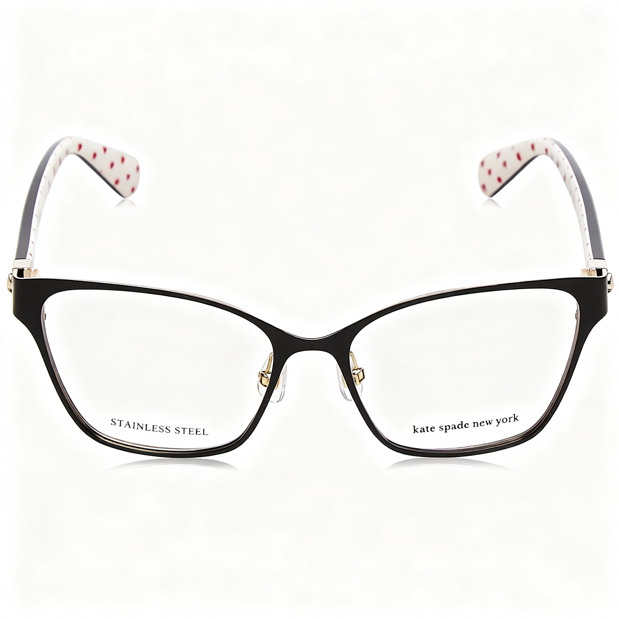 Kate Spade New York Women's Modern Eyeglasses with Stainless Steel Frame, Gold Black Color, 52mm Lens