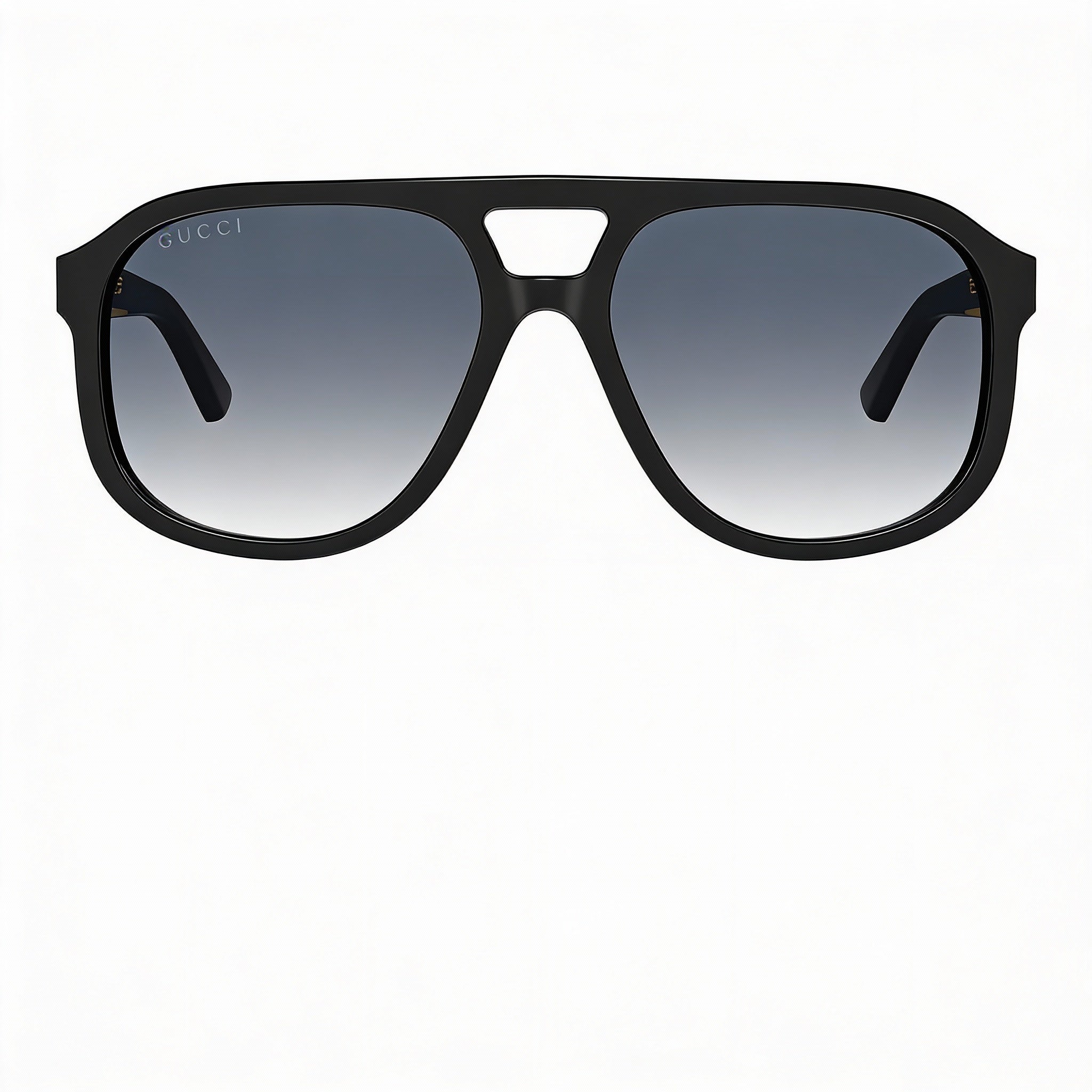 Gucci Gg1188s 002 Unisex Pilot Aluminium Black Gold-logo Grey Gradient Lenses UV Protection 58mm Prescription Ready