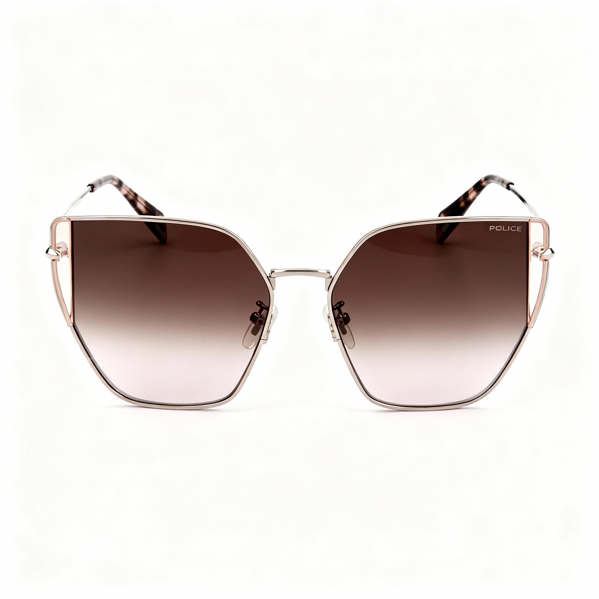 Police SPLL38 Men's Oro Ramato Lucido Modern Metal Non-Polarized Polycarbonate Sunglasses, 57mm