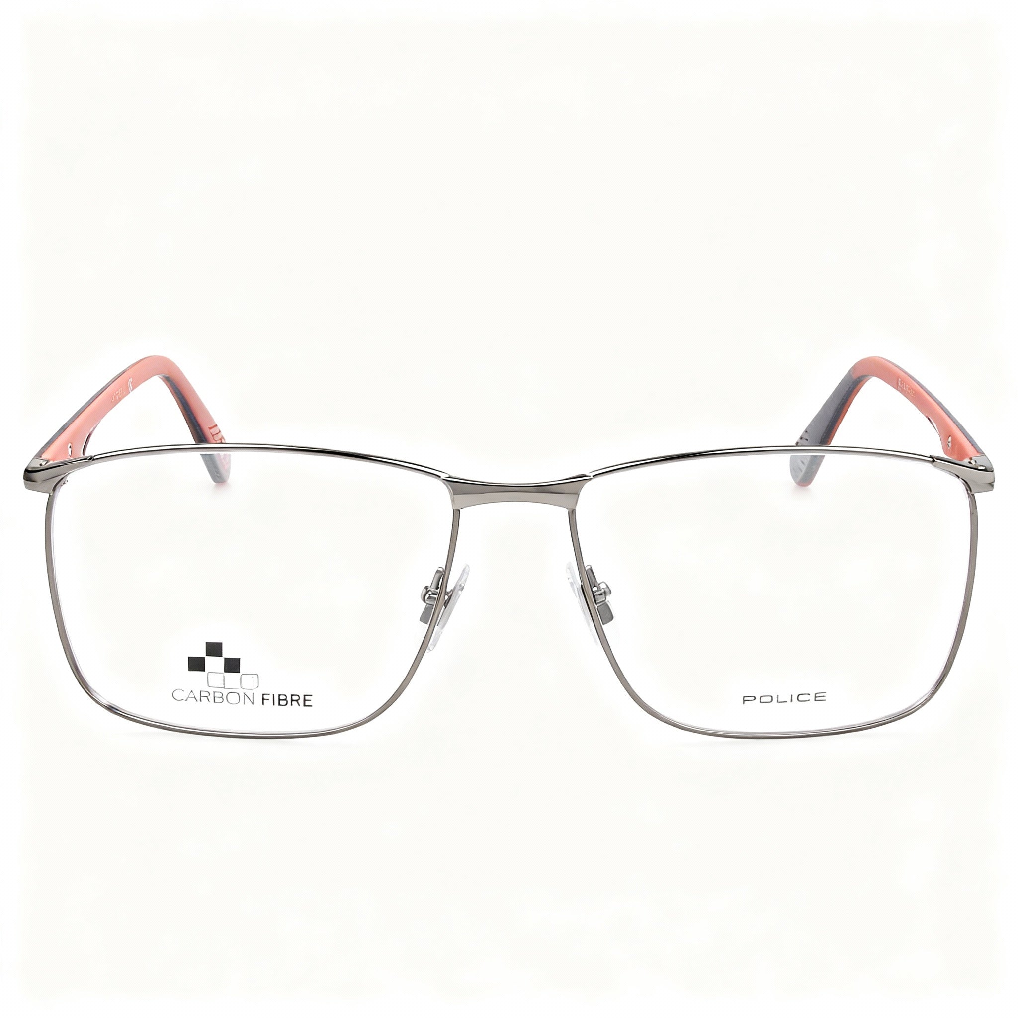 POLICE Classic Men's Metal Optical Eyeglasses with a Shiny Ruthenium Frame Finish, Size 57-15-145mm