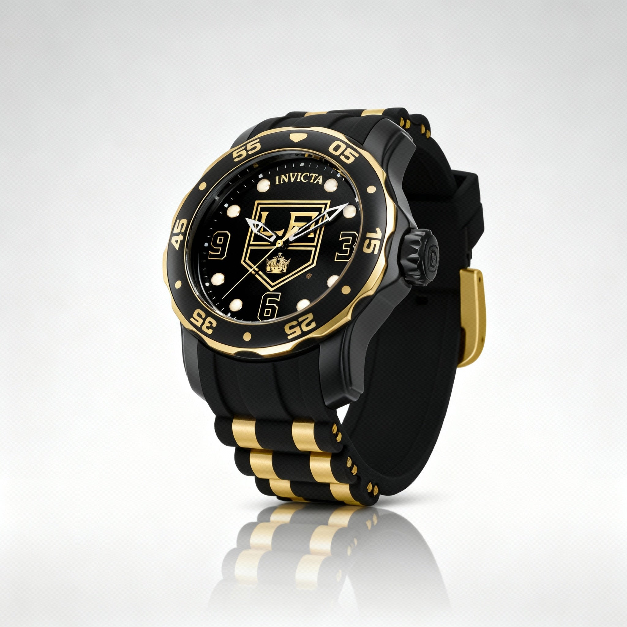 Invicta 42309 Men's Quartz 100M Water Resistant Watch, Black & Gold-Tone, 48mm