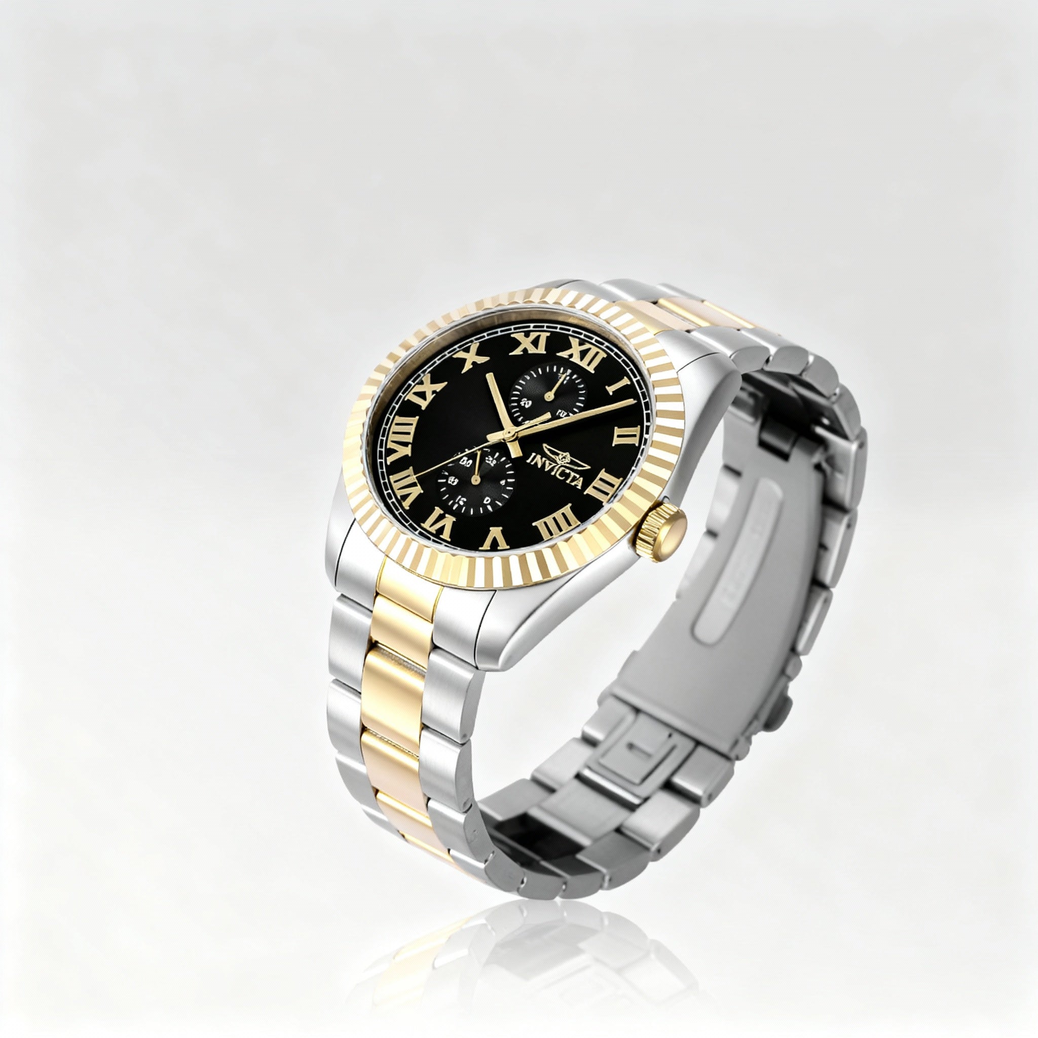 Invicta Specialty 47425 Unisex Silver Stainless Steel Chronograph Bracelet Watch with Black Dial 43mm