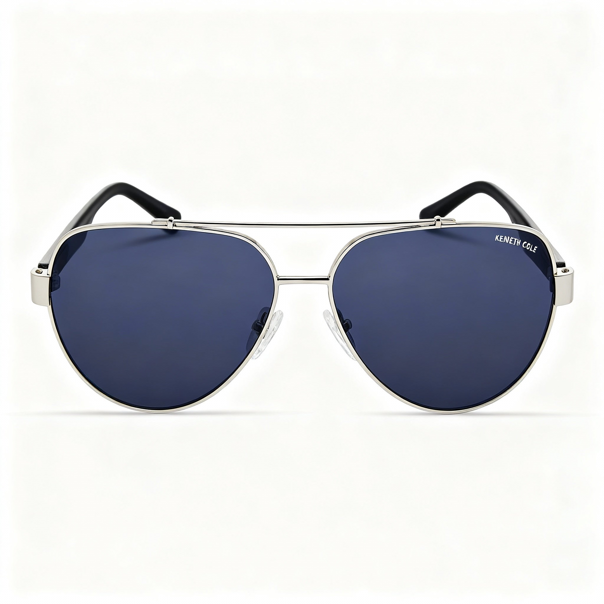 Kenneth Cole New York Kc6010v Women's Metal Non-Polarized Sunglasses, Shiny Light Nickeltin Frame, Blue Lens, Size 60-13-140