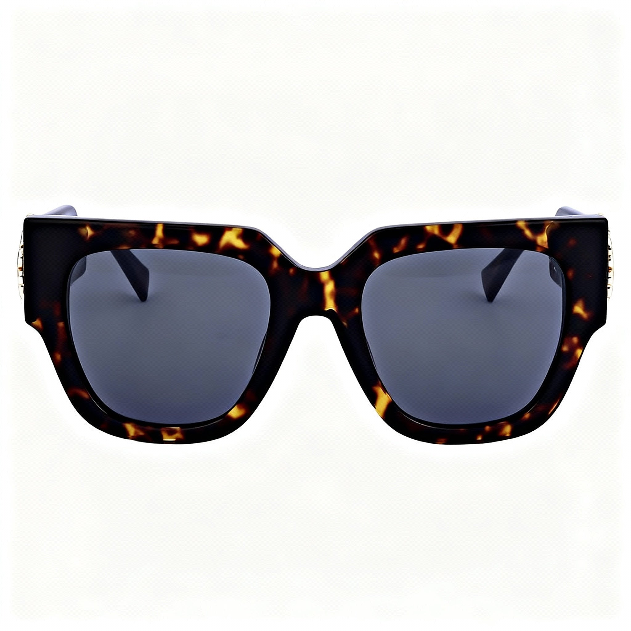 Moschino Metal Trim Women's Acetate Square Non-Polarized Sunglasses Havana Grey 52-20-140