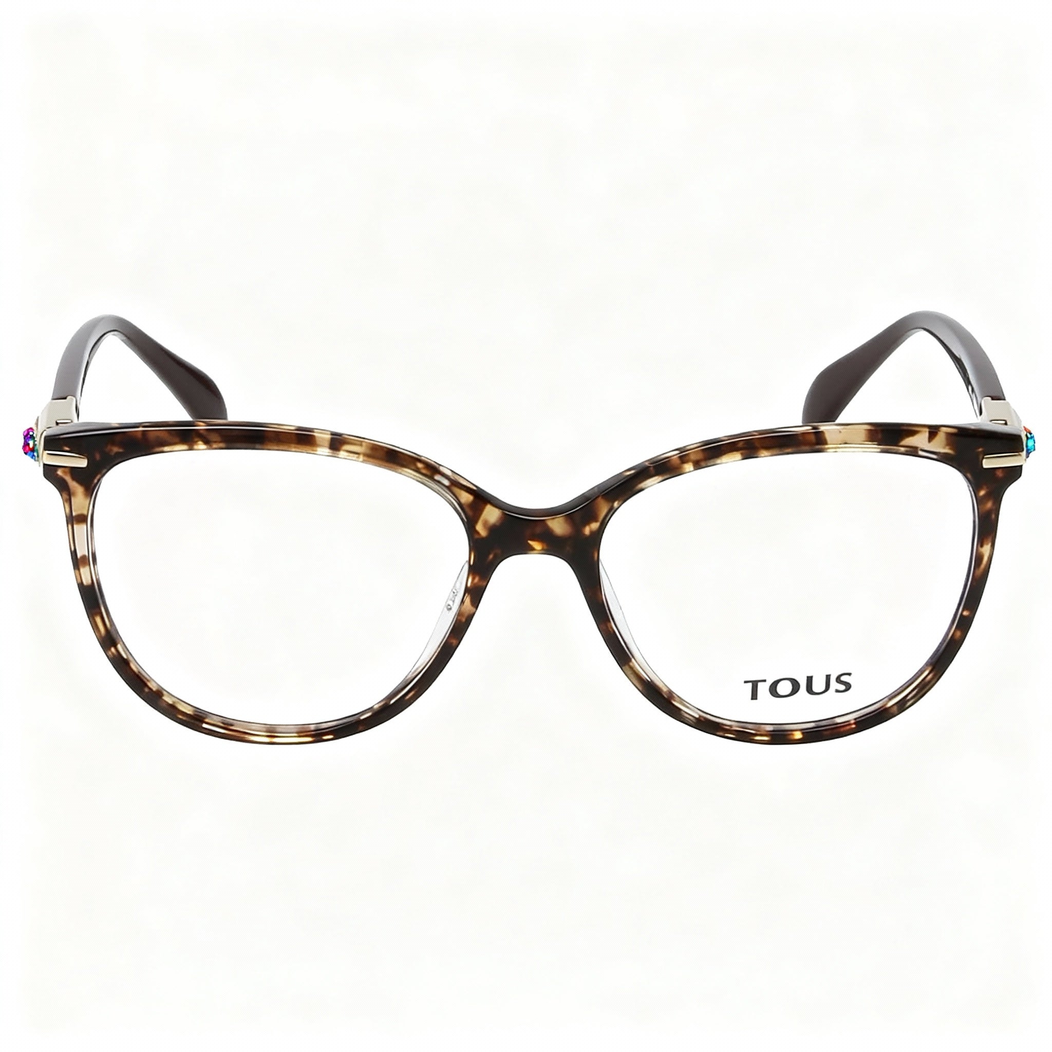 TOUS Classic Women's Acetate Full-Rim Eyeglasses Transparent Brown Havana Size 53-16-135
