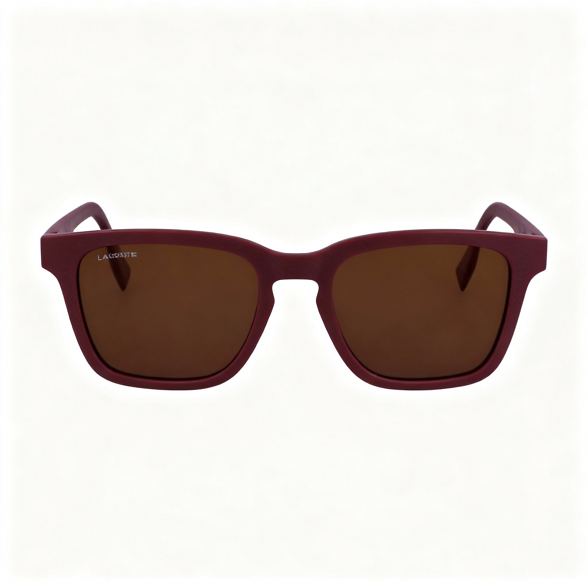 Lacoste Modern Unisex Rectangular Plastic Eyeglasses Matte Dark Red Non-Polarized UV Protection 53mm