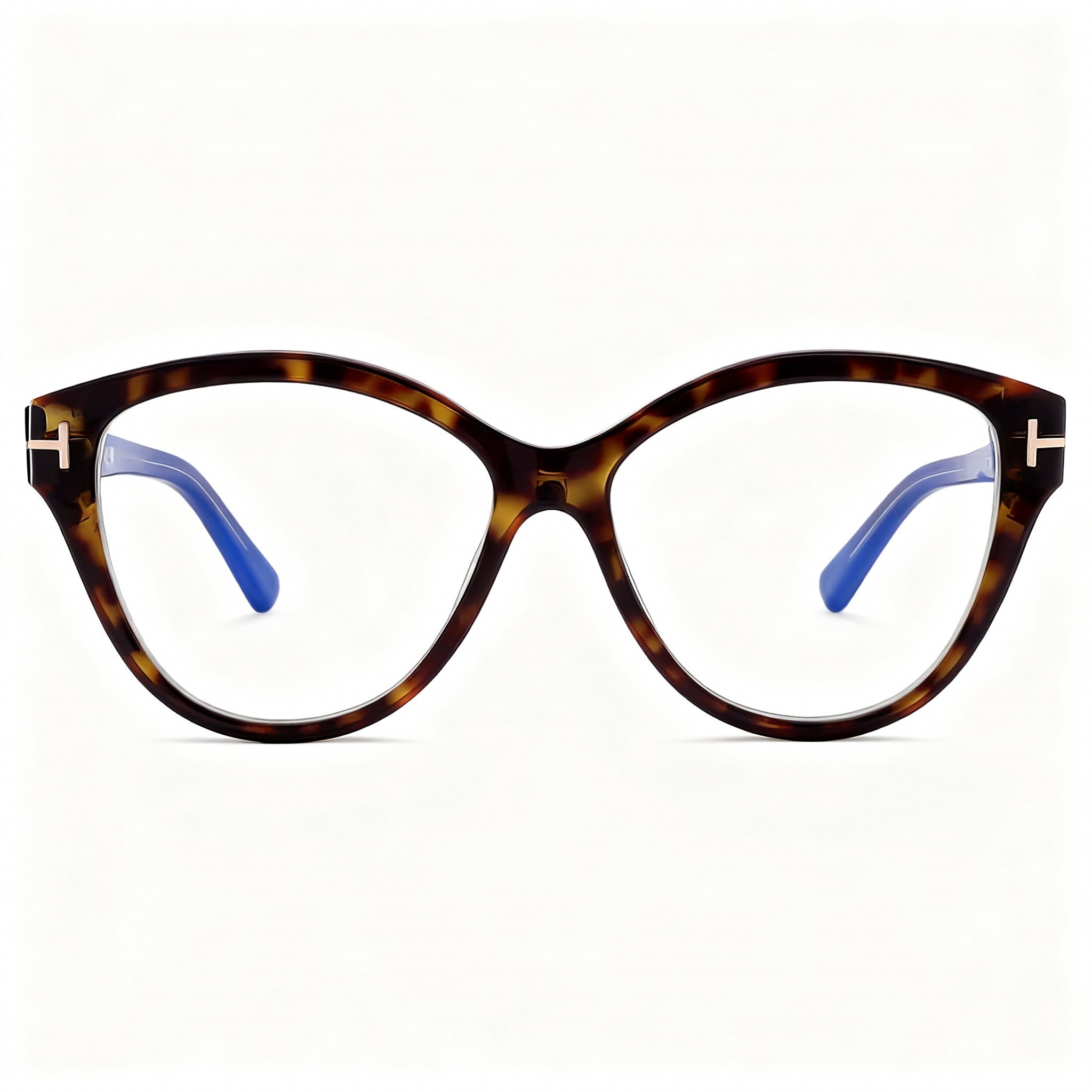 Tom Ford FT5954-B Women's Cat Eye Full-Rim Blue Light Block Non-Polarized Havana Crystal Plastic Eyeglasses 54mm