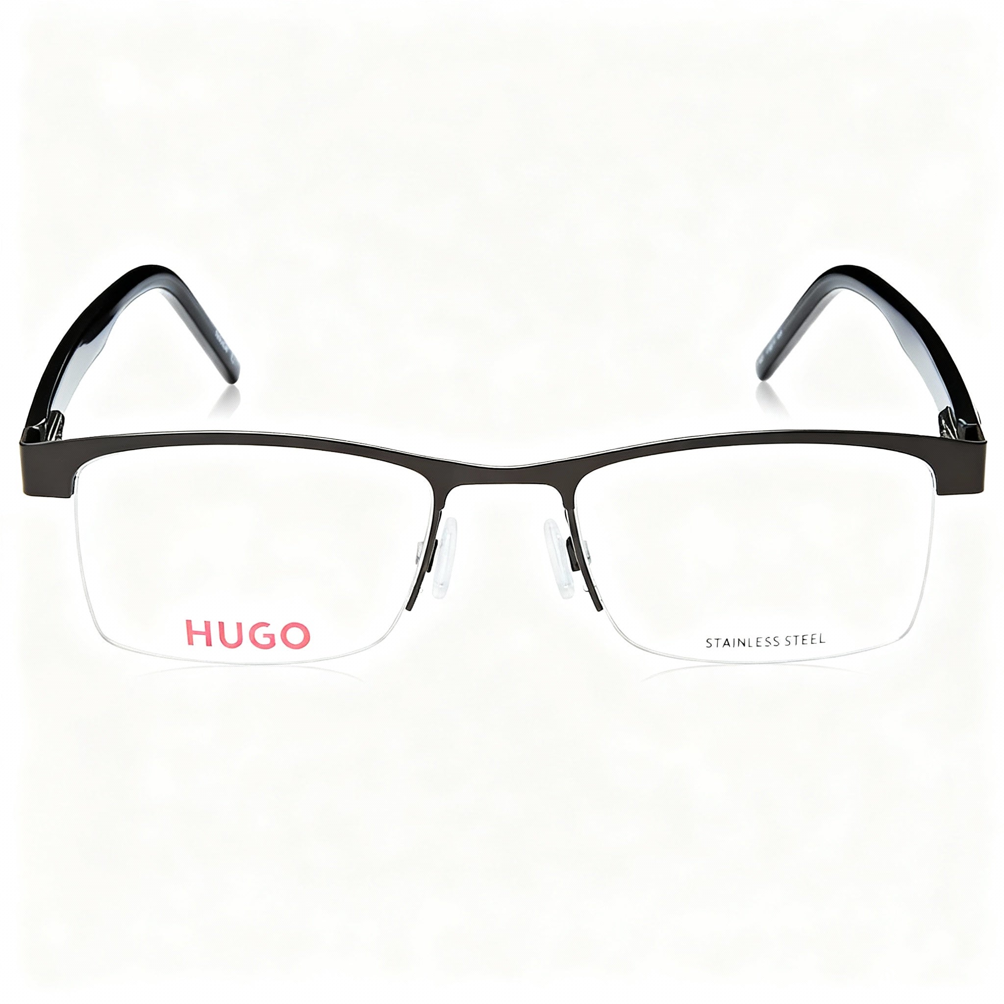 HUGO Hg 1199 Men's Stainless Steel Sunglasses, Carpet Ruthenium Black Frame with Matte Black Lenses, Size 53mm