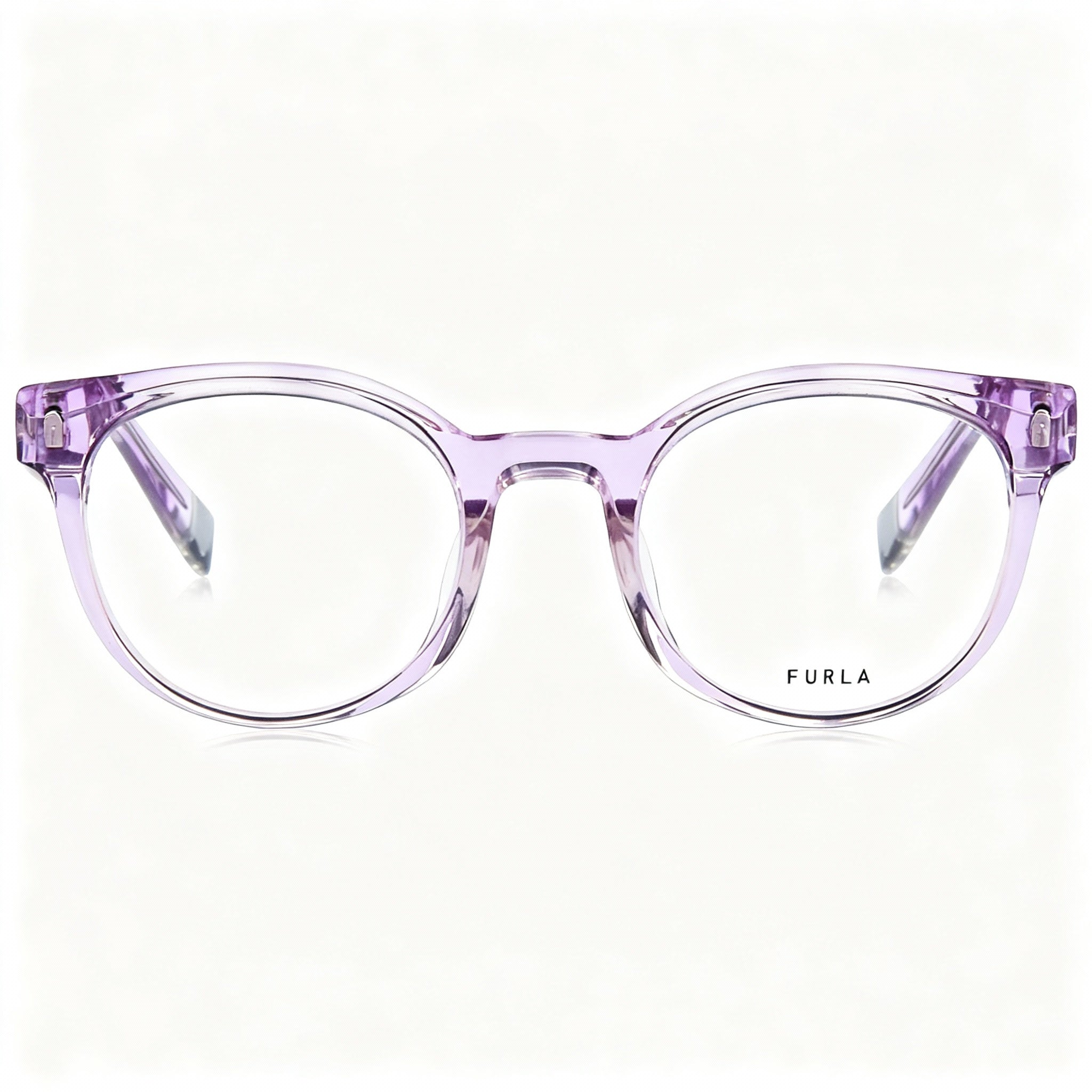 Furla Vfu642v Unisex Acetate Shiny Transparent 50mm Eyeglasses with Non-Polarized Gradient Lenses