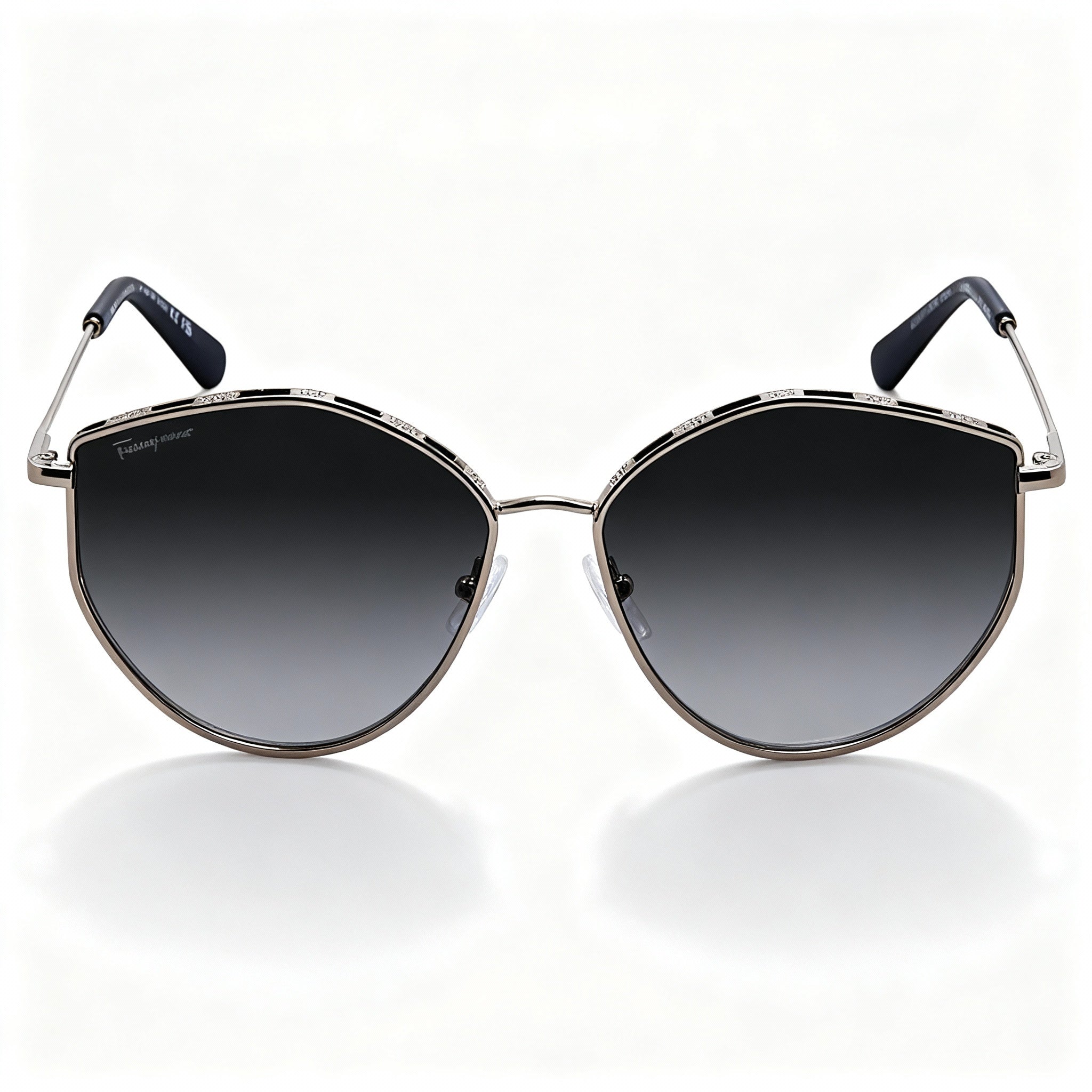 Salvatore Ferragamo Sf264s Women's Metal Sunglasses 60mm, Rose Gold Grey Frame, Grey Gradient Lens