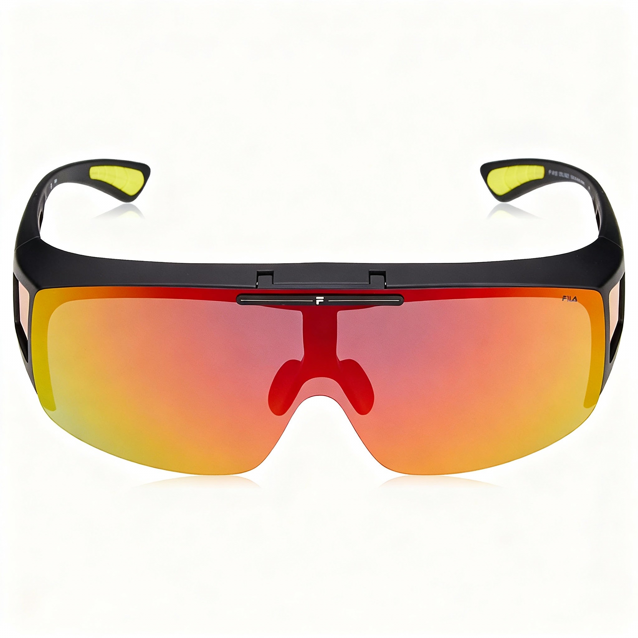 Fila Modern Unisex Injected Matte Black Sunglasses, Smoke Multilayer Red Polycarbonate Non-Polarized UV Lenses, 1-1-135mm