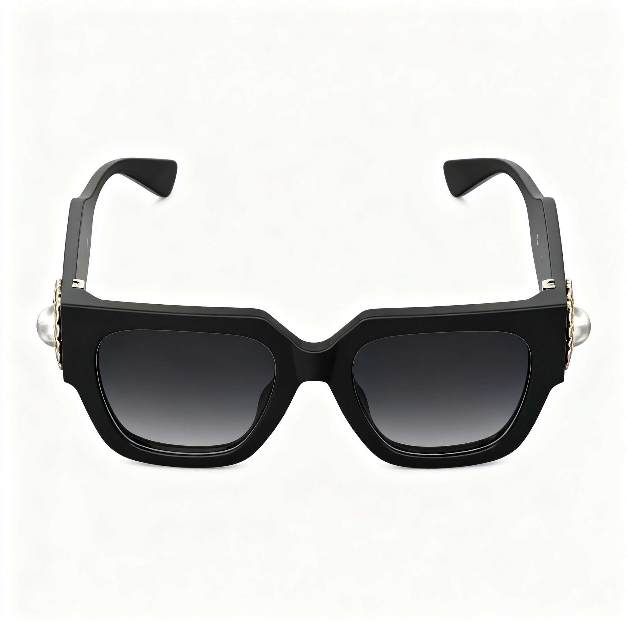 Moschino Metal Trim Women's Acetate Sunglasses, Black Frame, Dark Grey Shaded Gradient Lens, 52-20-140