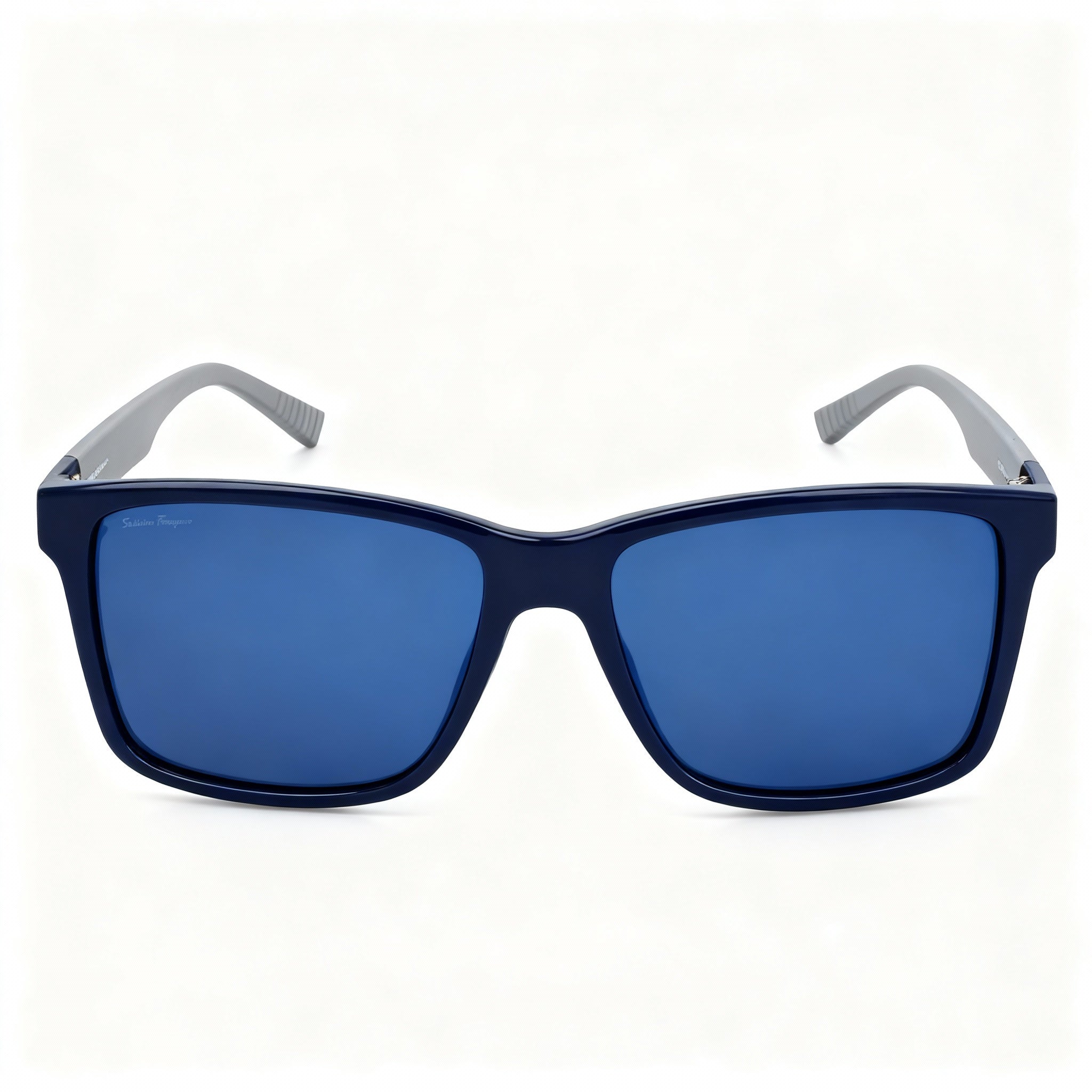 Salvatore Ferragamo Classic Women's Blue Grey Rectangular Plastic Frame Grey Lens Non-Polarized Sunglasses 57