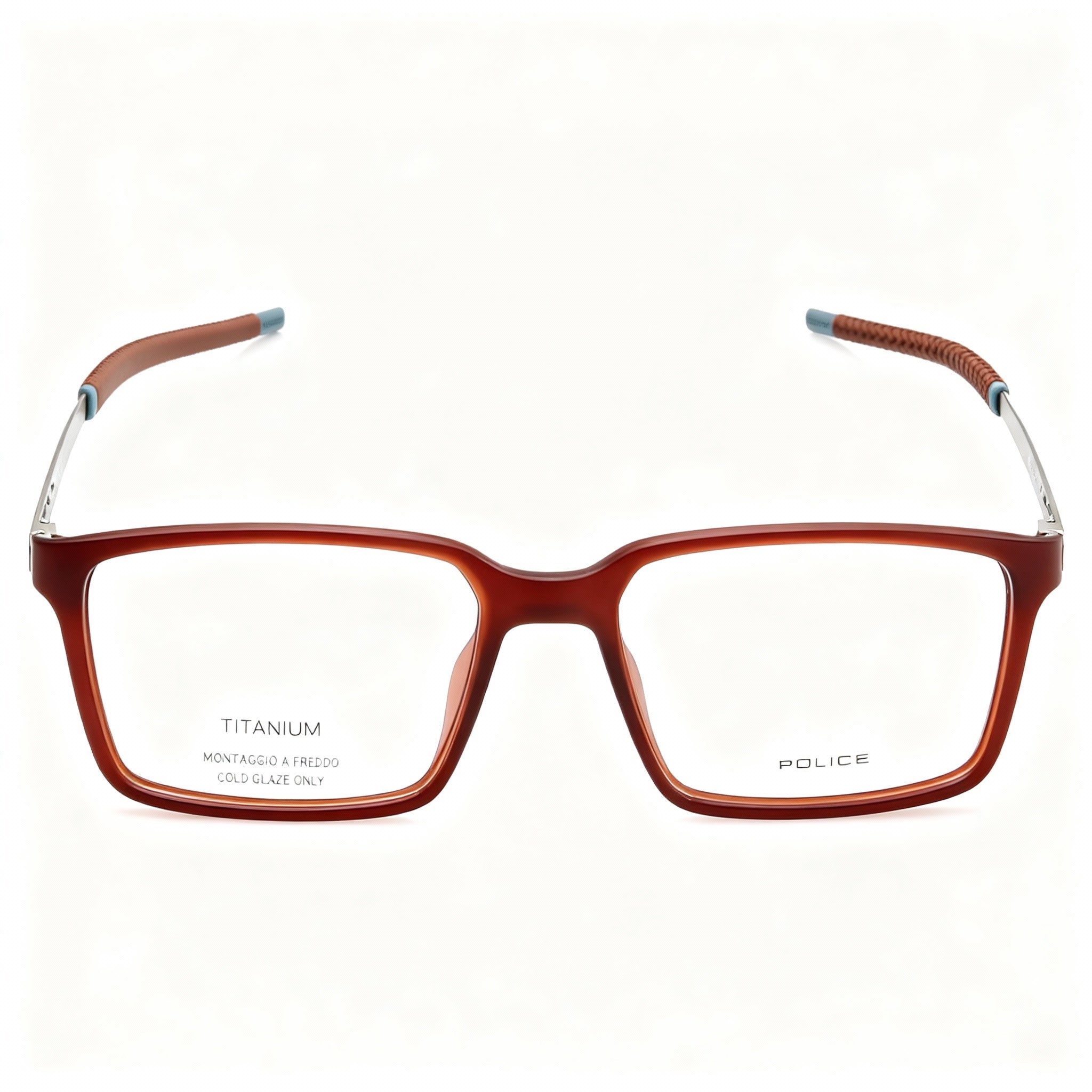 Police Modern VPLF85 Men’s Acetate & Metal Semi Matt Transparent Brown Optical Frames, 54mm Lens