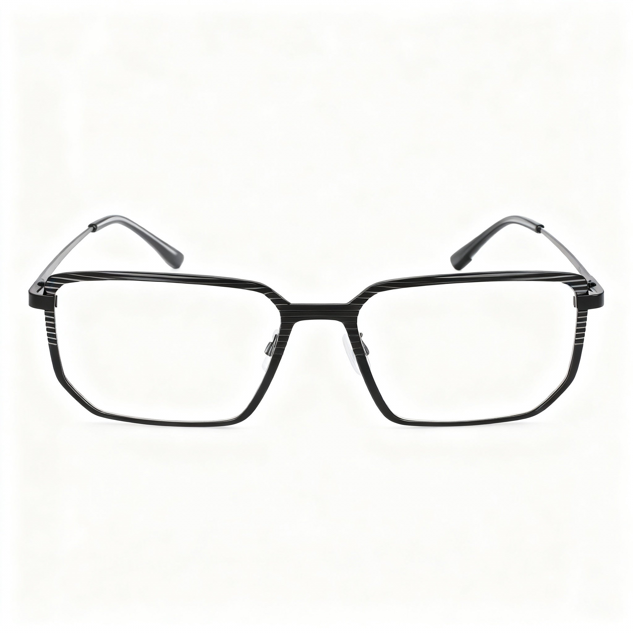 MCALLISTER Mc4531 Men’s Black Metal Rectangle Optical Eyeglasses with Polarized Clear Lenses 55-17-145