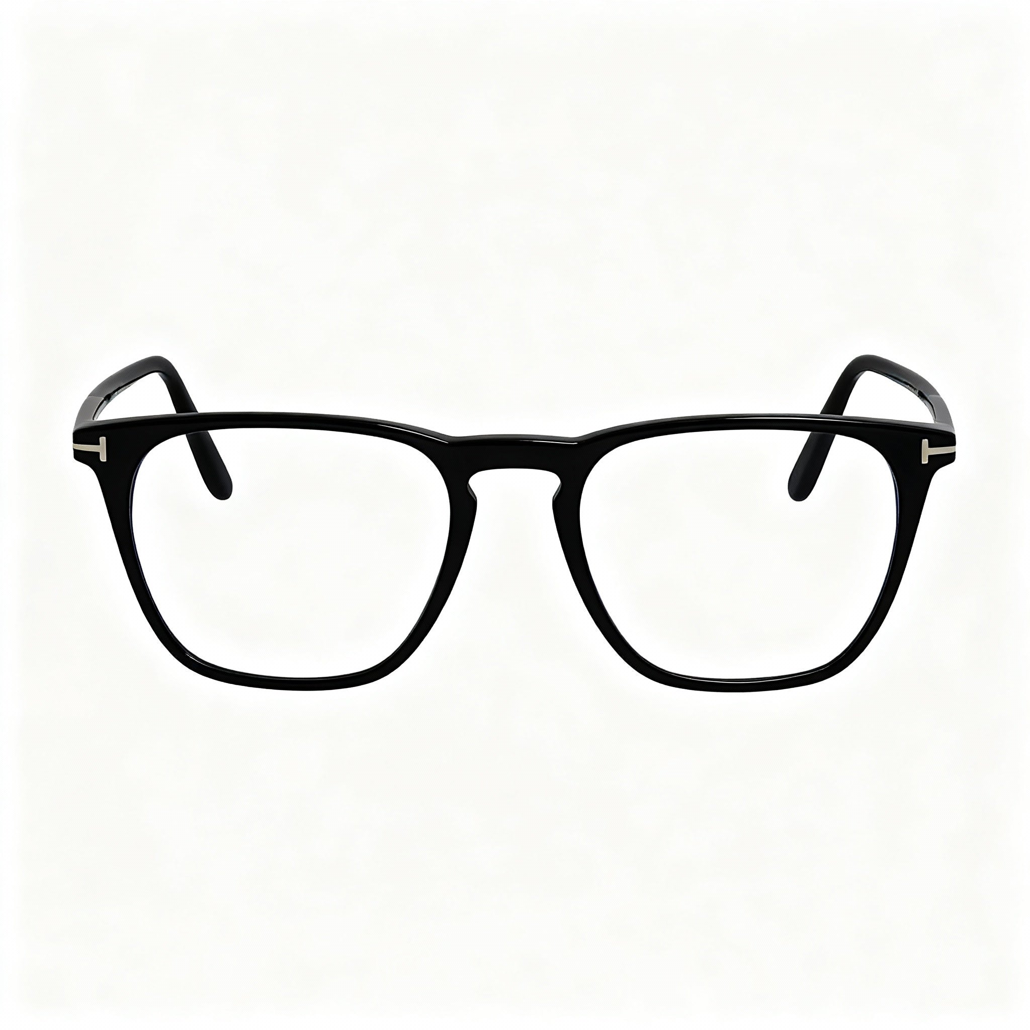 Tom Ford FT5937-B Unisex Shiny Black Plastic Square Blue Light Block Eyeglasses 52mm Lens 18mm Bridge 145mm Temple