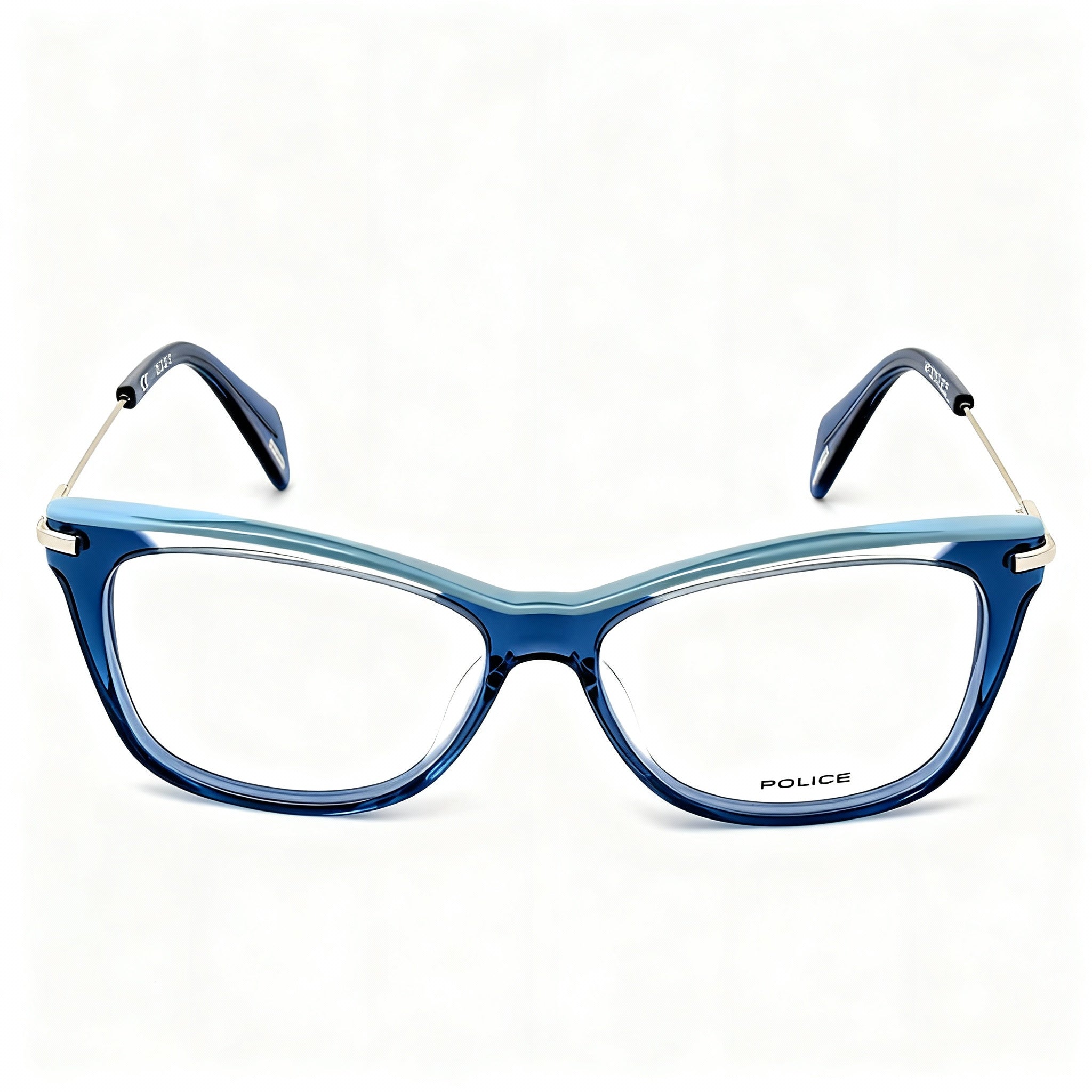 POLICE VPL506E Women's Casual Eyewear, Shiny Transparent Blue Frame with Polycarbonate Blue Lenses 53mm