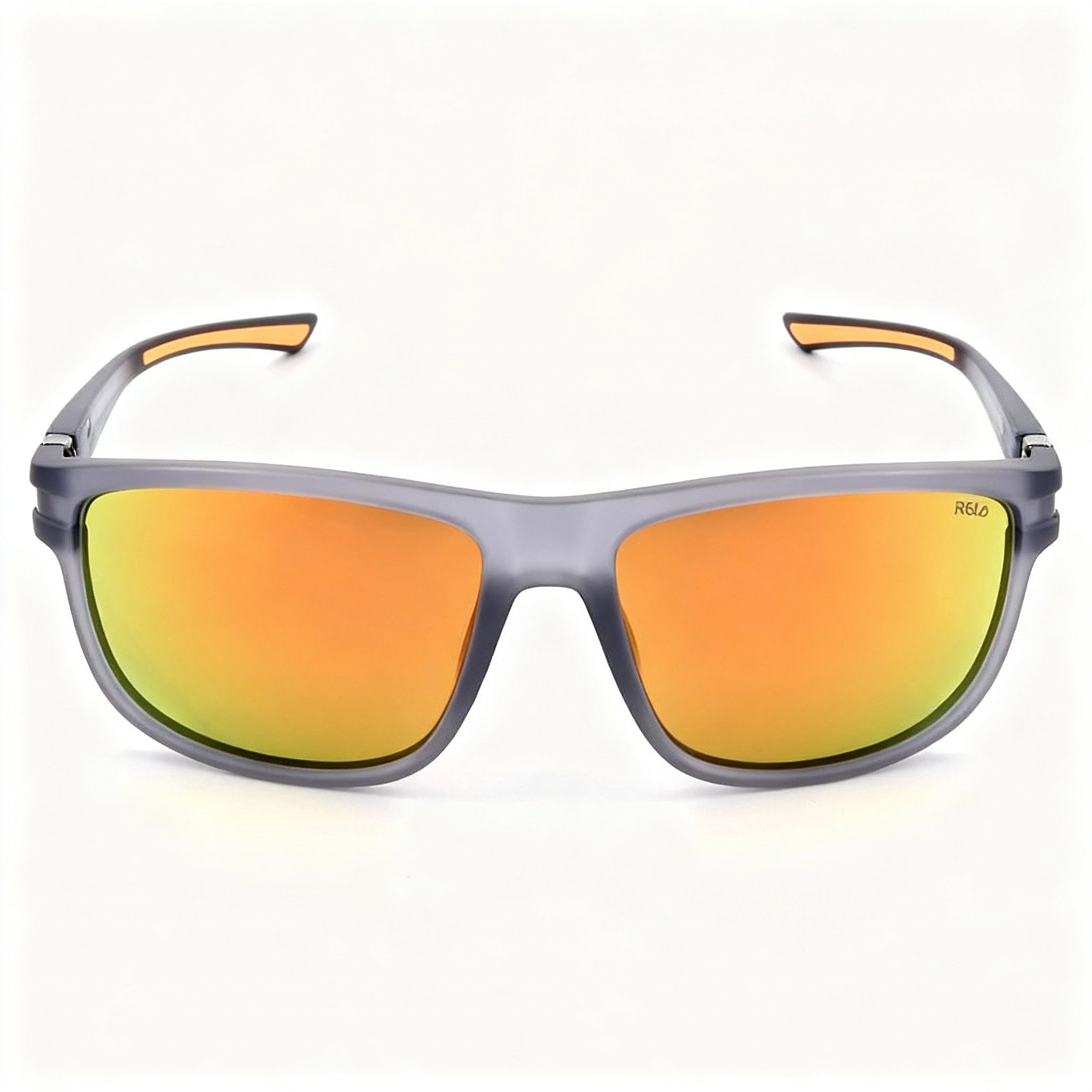 Fila SFI302 Men's Polarized Sunglasses, Transparent Grey Injection Moulding, Green Multilayer Orange, 57-16-140