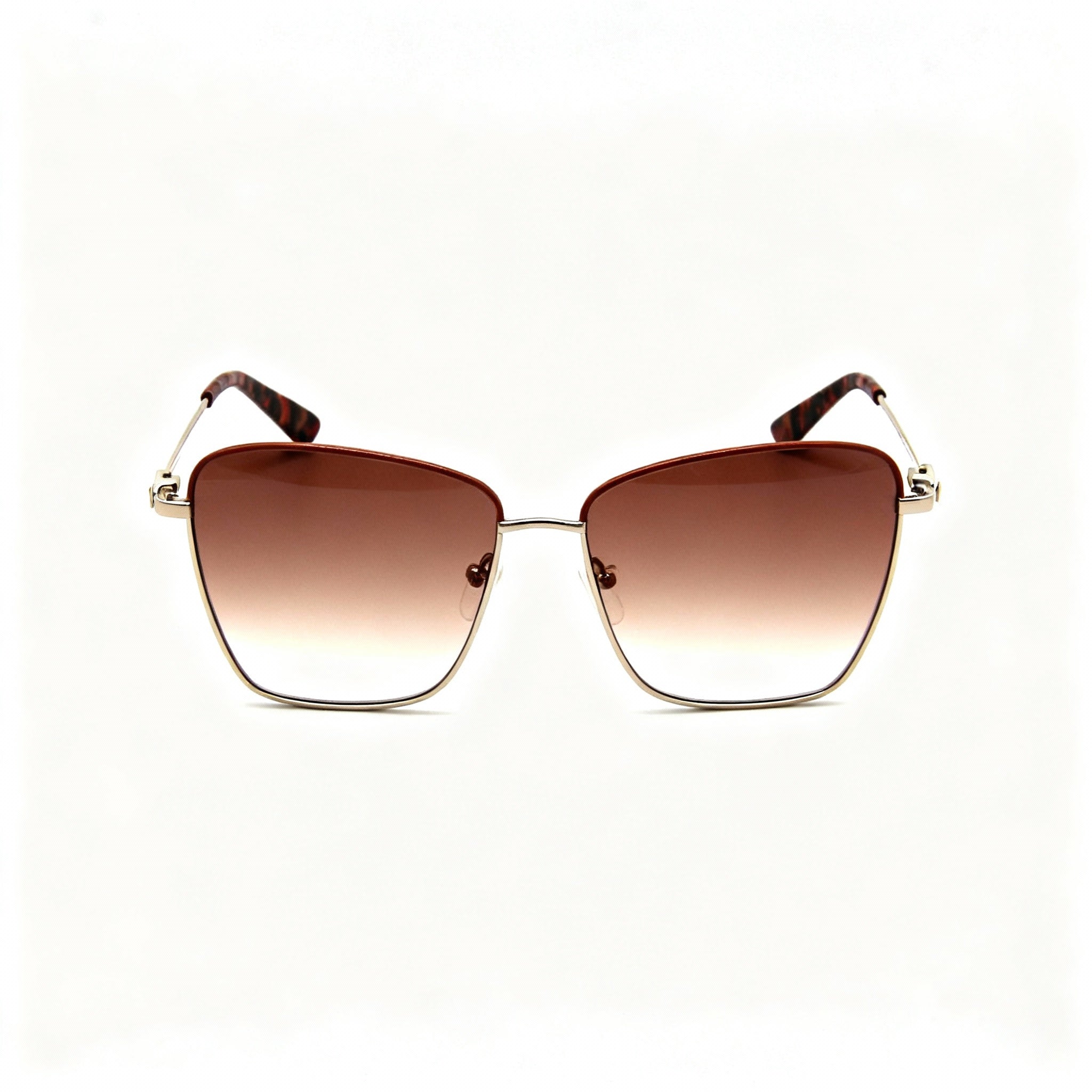 Longchamp LO153S Women's Square Gold Caramel Acetate Light Brown Gradient Non-Polarized UV Protection Sunglasses 59mm