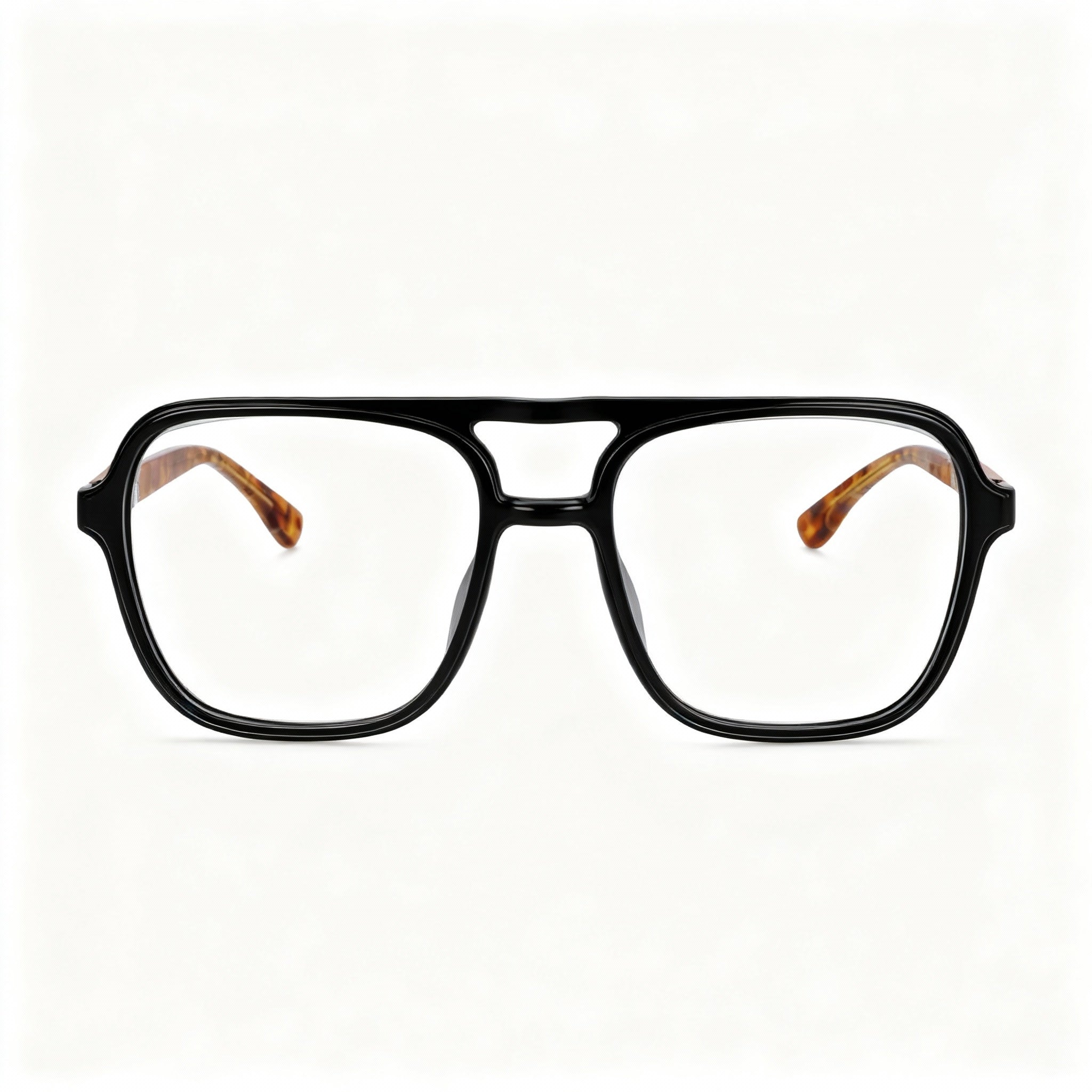 MCALLISTER Mc4534 Men's Black Metal Square Eyeglasses with Clear Polarized Lenses 56-18-140mm