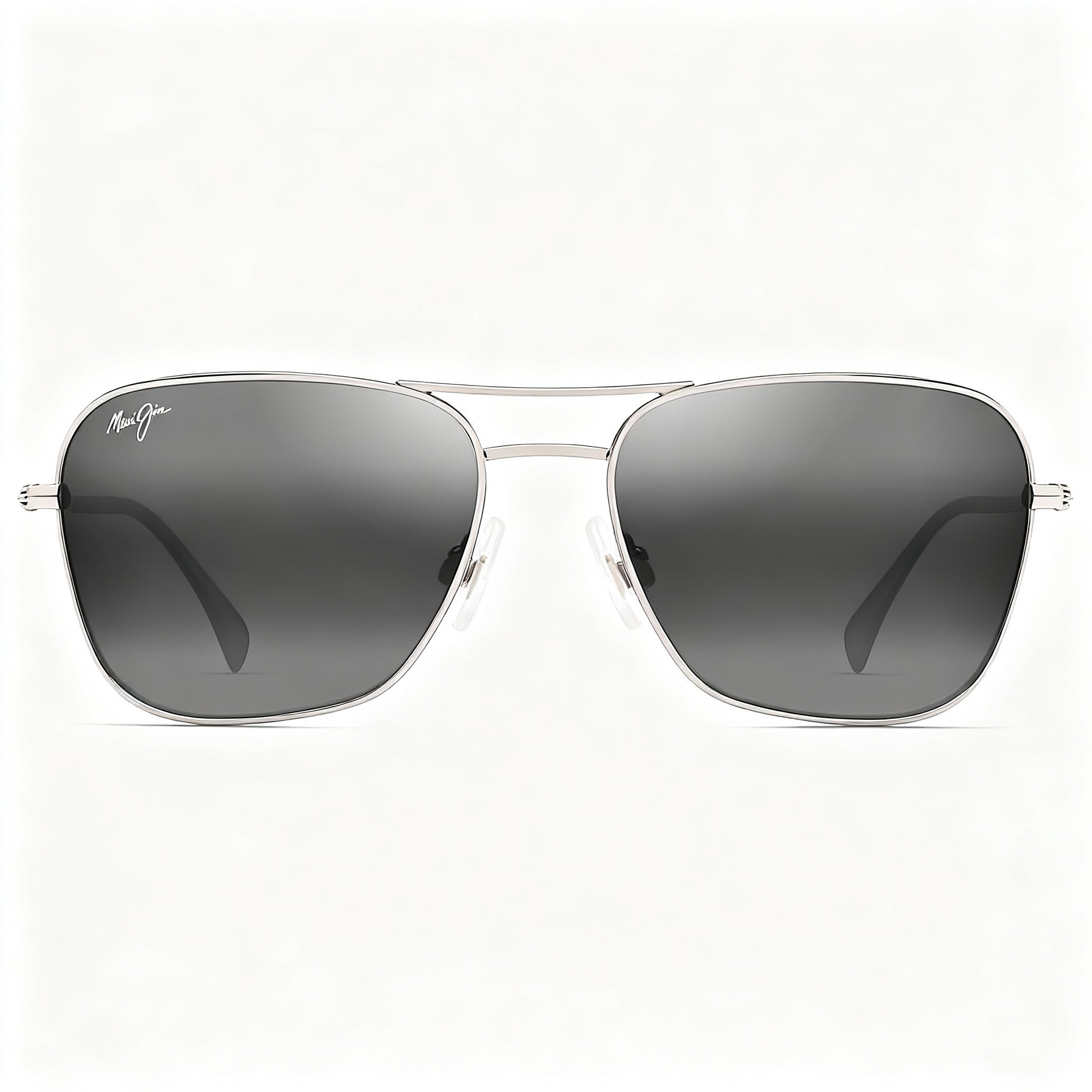 Maui Jim Naauao Unisex Aviator Sunglasses, Shiny Silver/Crystal Monel Frame, Neutral Grey Polarized Plastic Lenses, 58mm