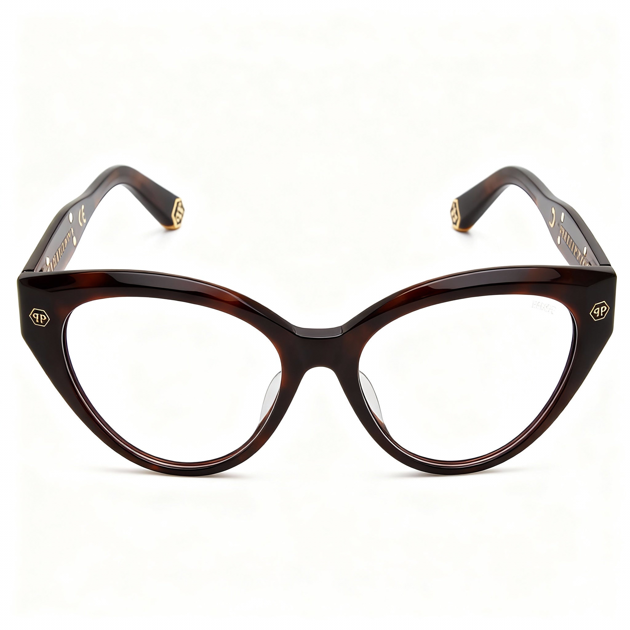 Philipp Plein VPP052 Women's Eyeglasses, Dark Havana Plastic Cat Eye Frame, Size 54-16-135