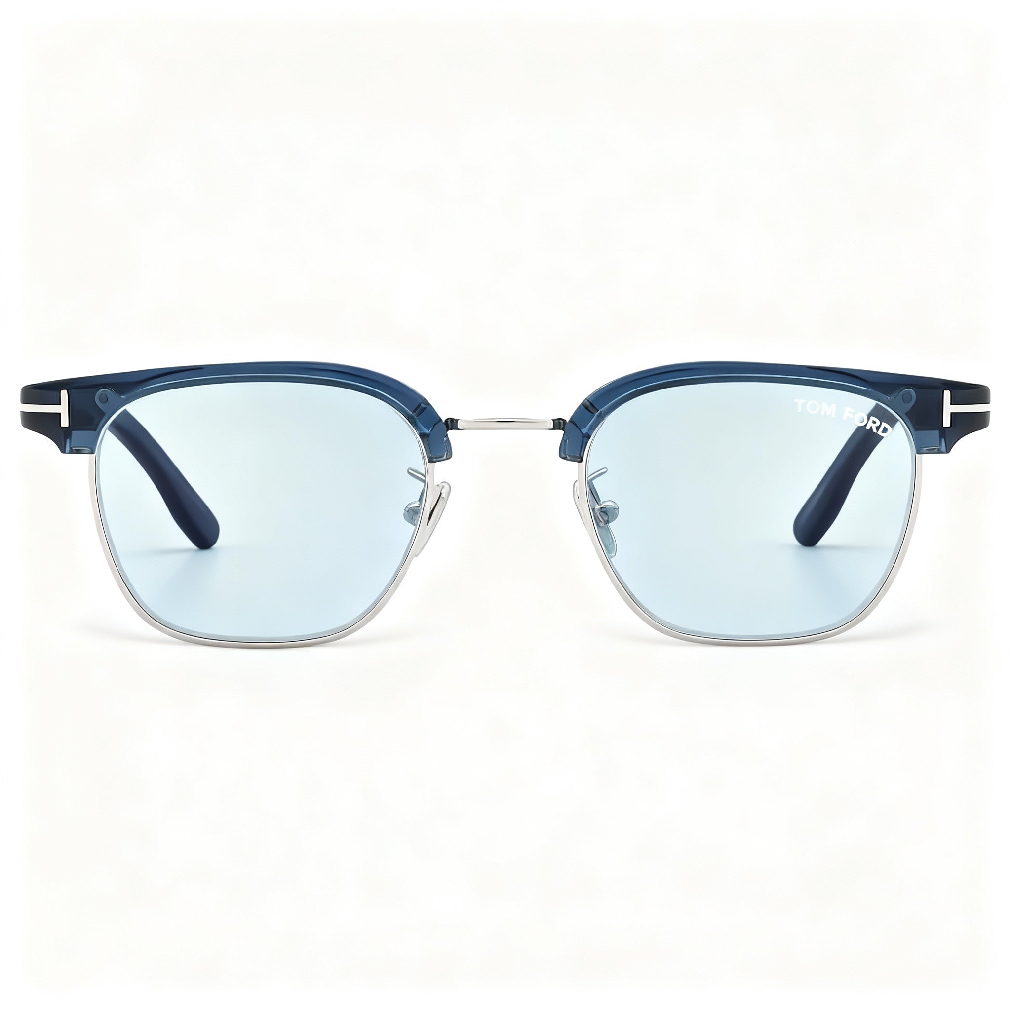 Tom Ford Classic FT1119-D Men's Square Shiny Blue Plastic Frame Green Lens Non-Polarized Sunglasses 47mm