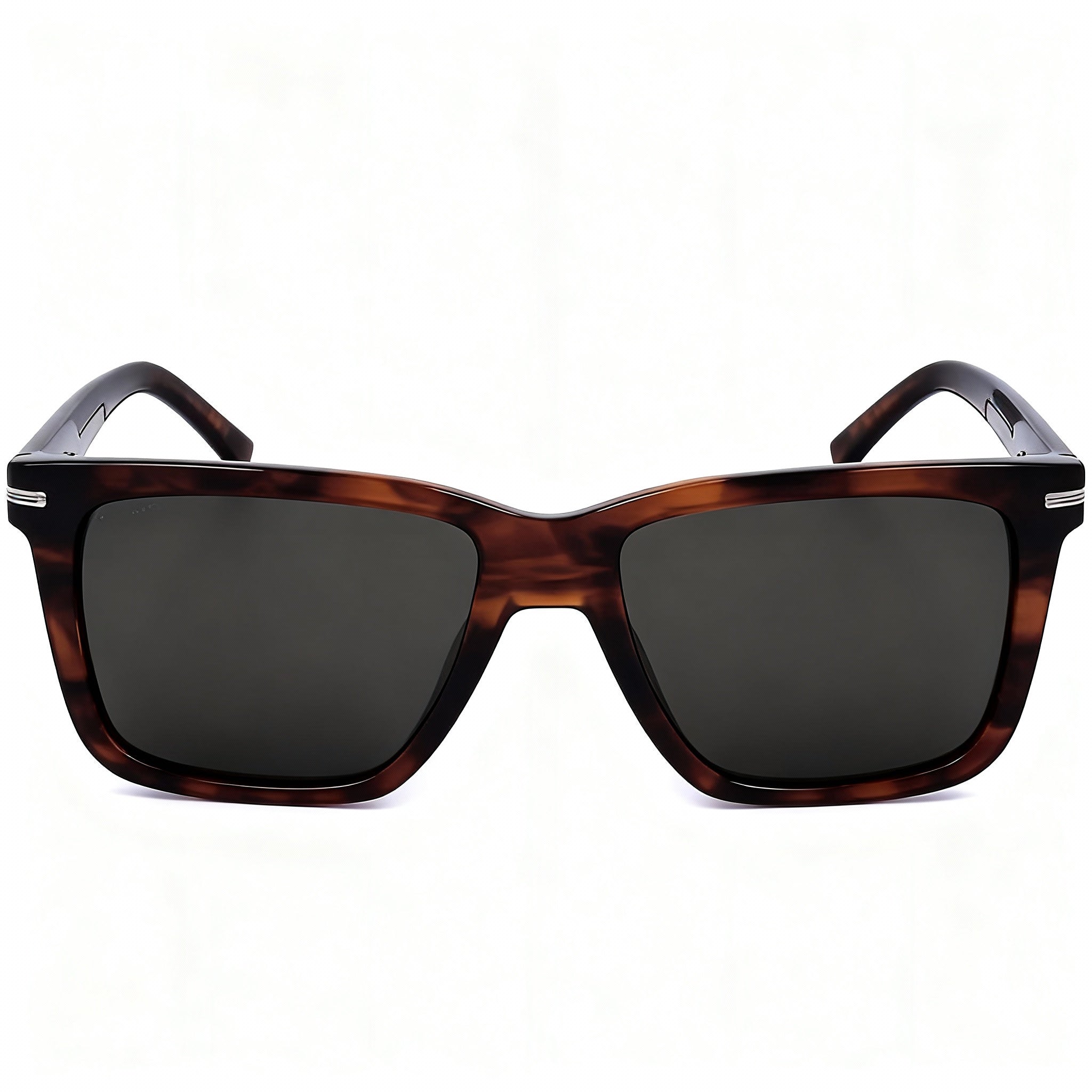 Hugo Boss BOSS 1598/S Unisex Brown Horn Eco Acetate Rectangular Non-Polarized Grey Lens Sunglasses 55mm