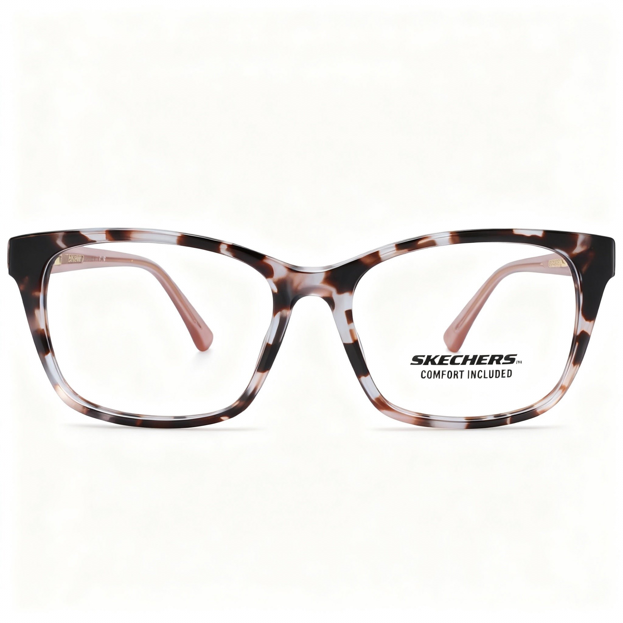 Skechers Modern Men's Red Havana Plastic Eyeglasses with Transparent Non-Polarised Lenses 53-16-140