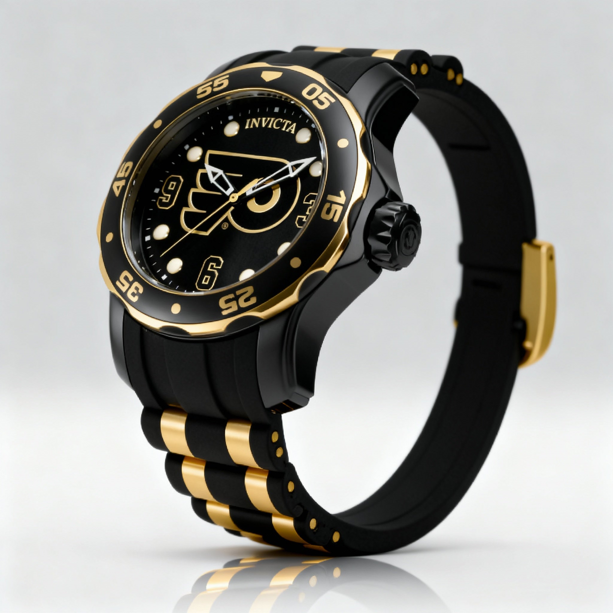 Invicta NHL Collection IN-42308-AMZUK Men's Quartz Analog Black Stainless Steel Water Resistant 48mm Watch