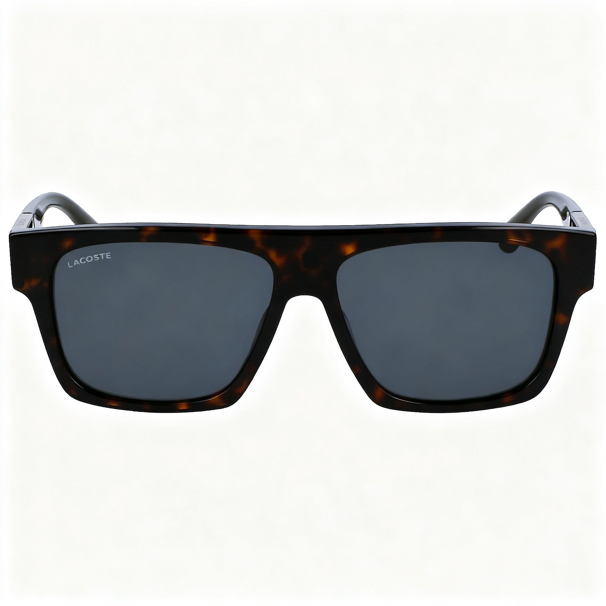 Lacoste Adjustable Men’s Black Plastic Rectangular Eyewear with Solid Grey Lenses 57-14-145