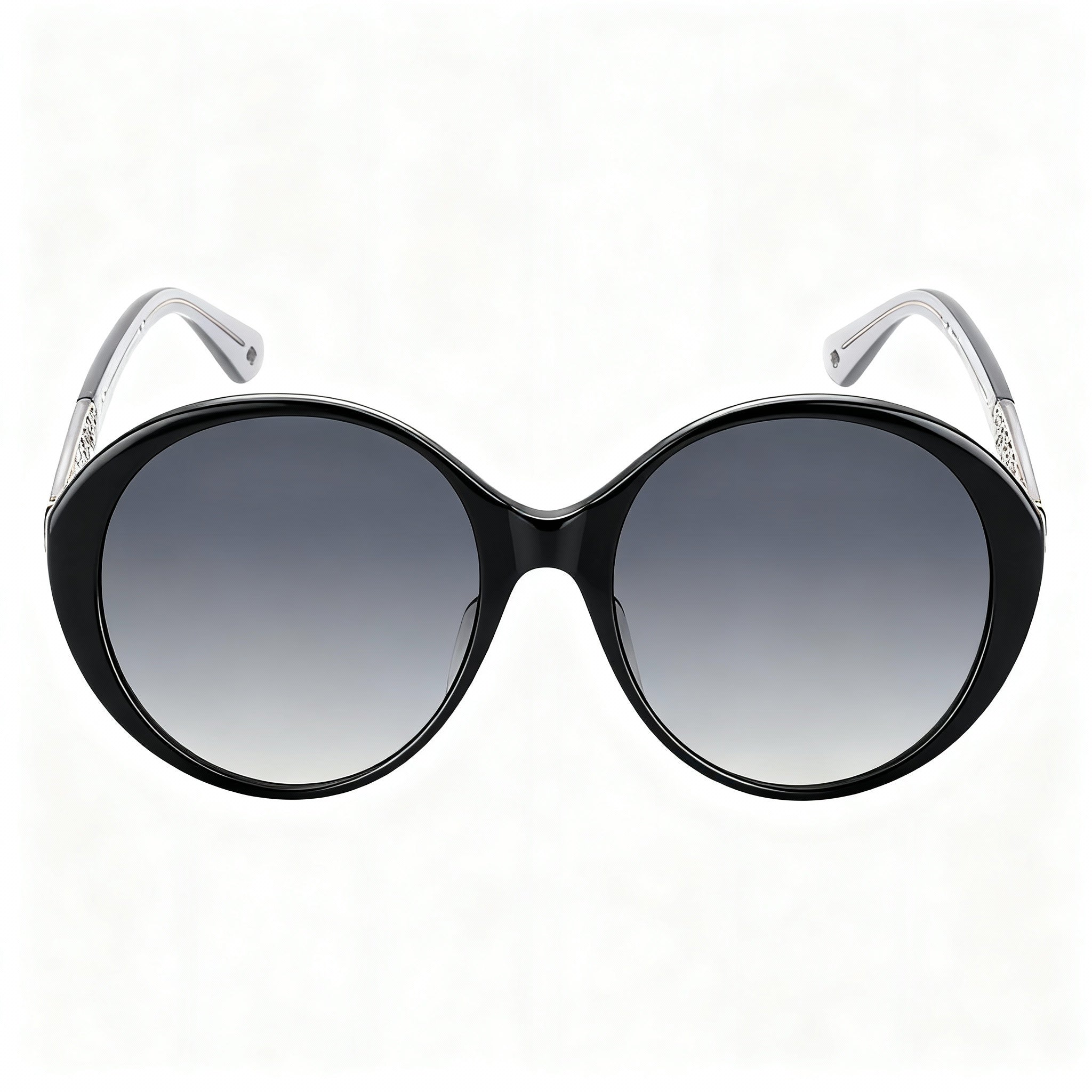 kate spade new york ODETTA Women's Black Acetate Round Sunglasses with Grey Gradient Lenses 100% UV Protection 58-19-140