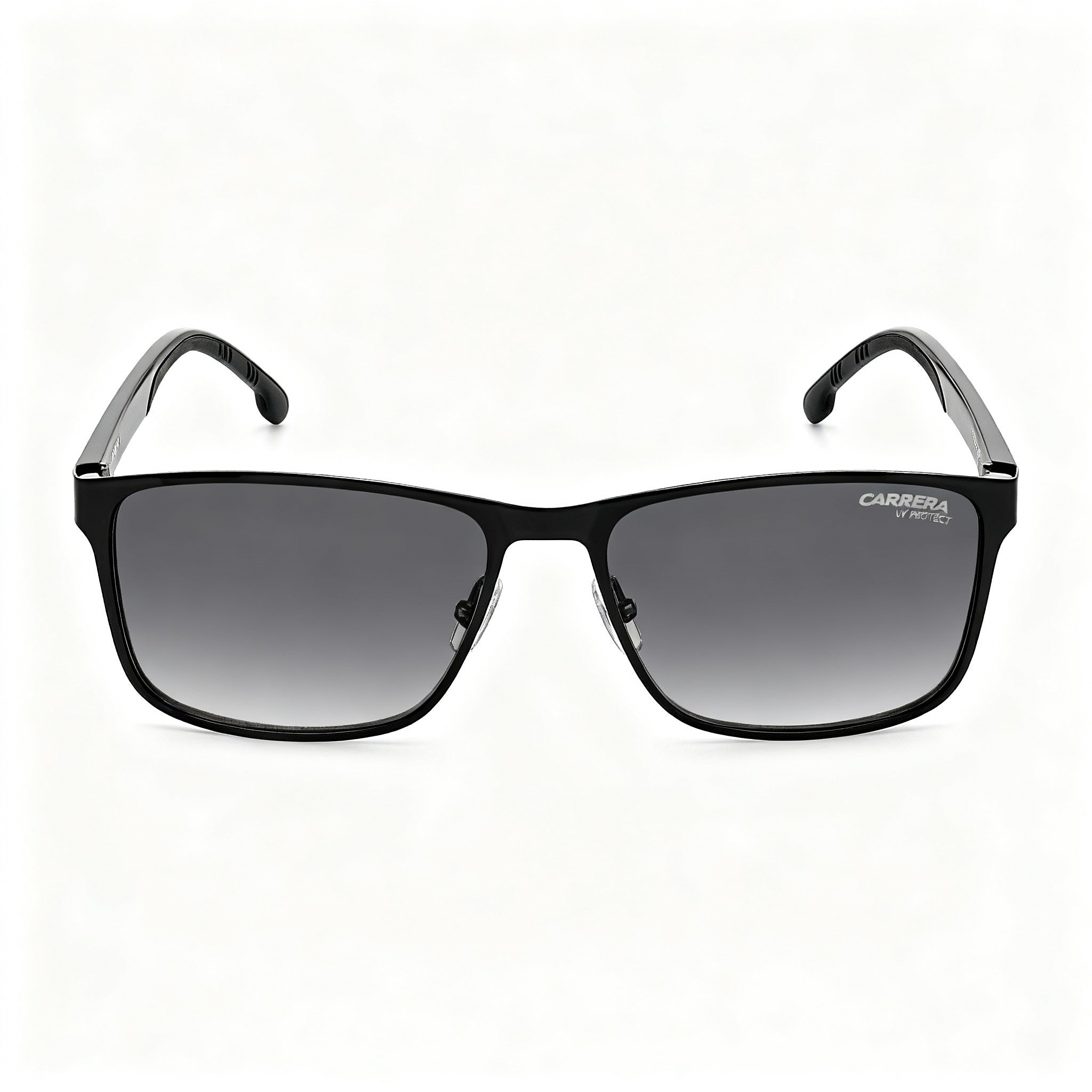 Carrera 2037t/S Unisex Rectangular Stainless Steel Non-Polarized Sunglasses, Black Frame, Dark Grey Shaded Lens, 55-16-145