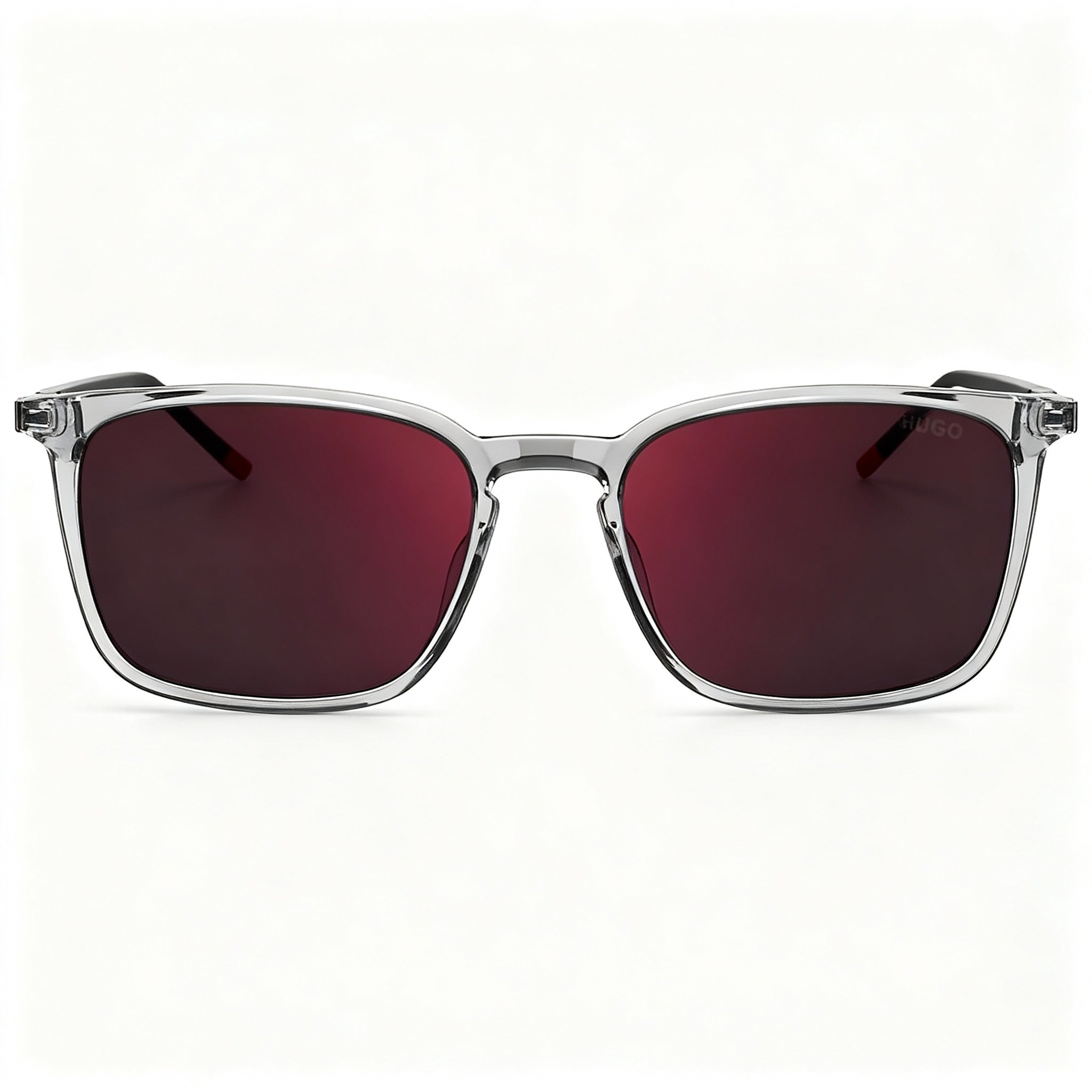 HUGO Contemporary Men’s Grey Red Nylon Frame Non-Polarized Sunglasses with 100% UV Protection 54mm