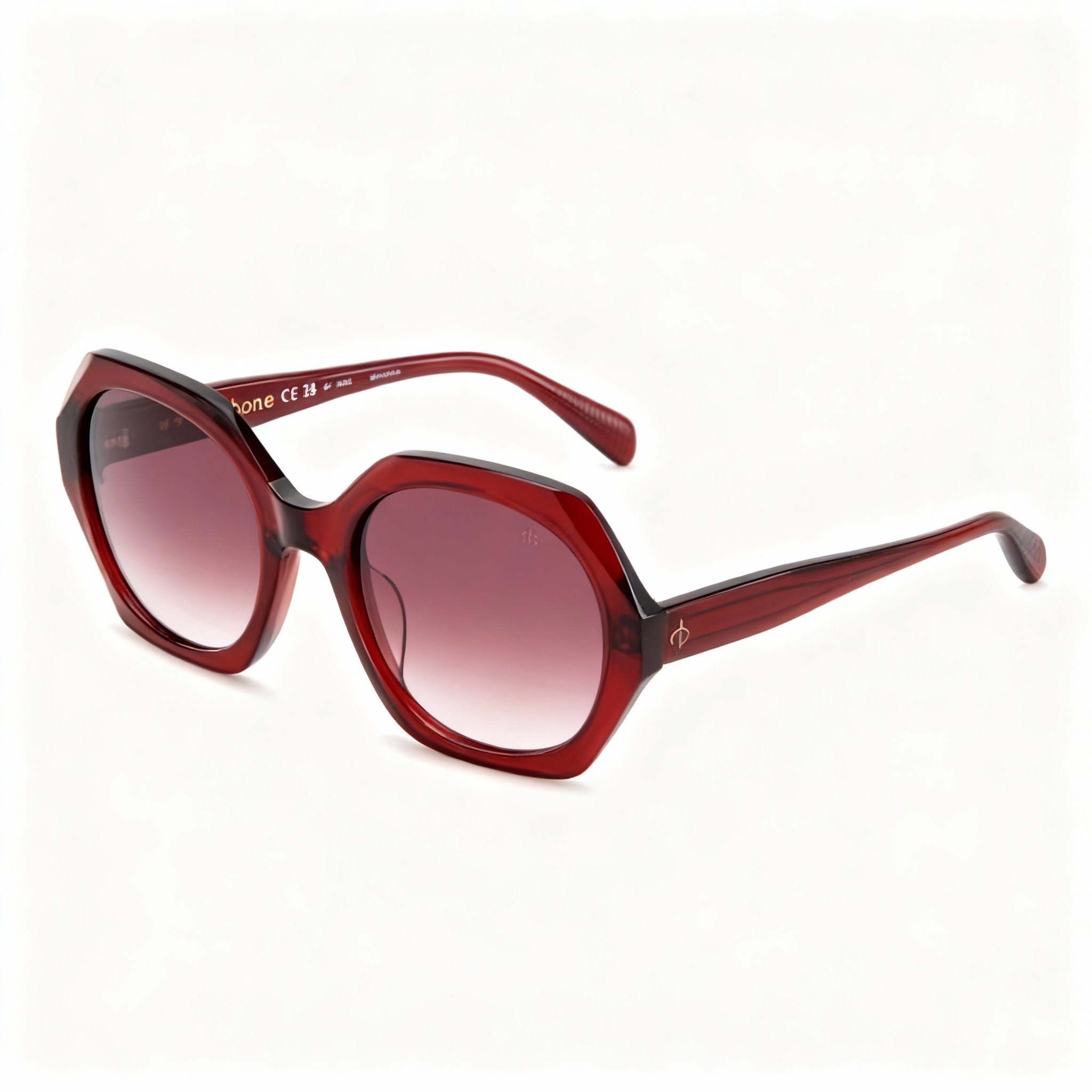rag & bone Modern Heritage Women's Eco-Acetate Burgundy Pink UV Protected Sunglasses 55-21-140