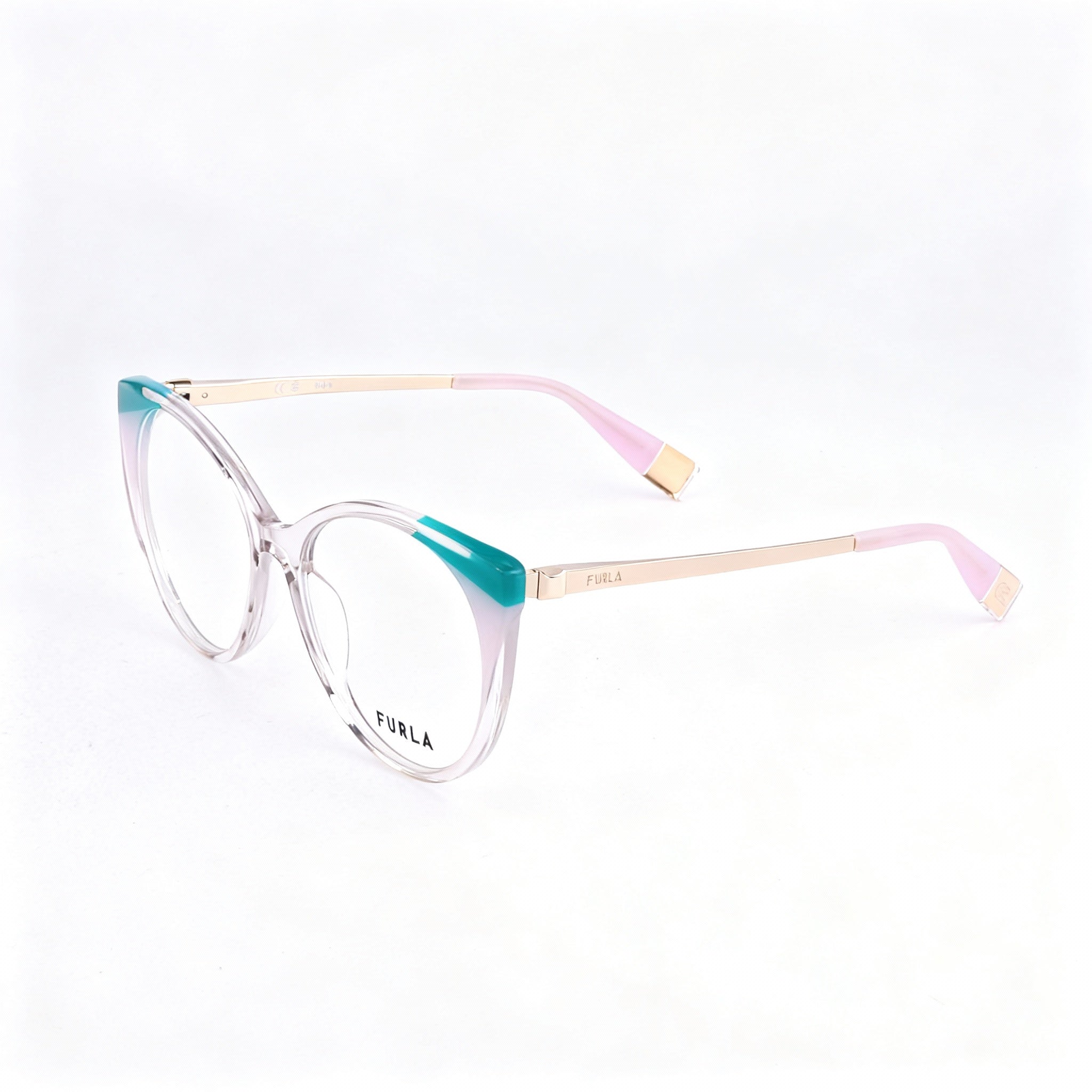 Furla VFU722V Women's Acetate Eyeglasses, Transparent Antique Pink, 53-17-135