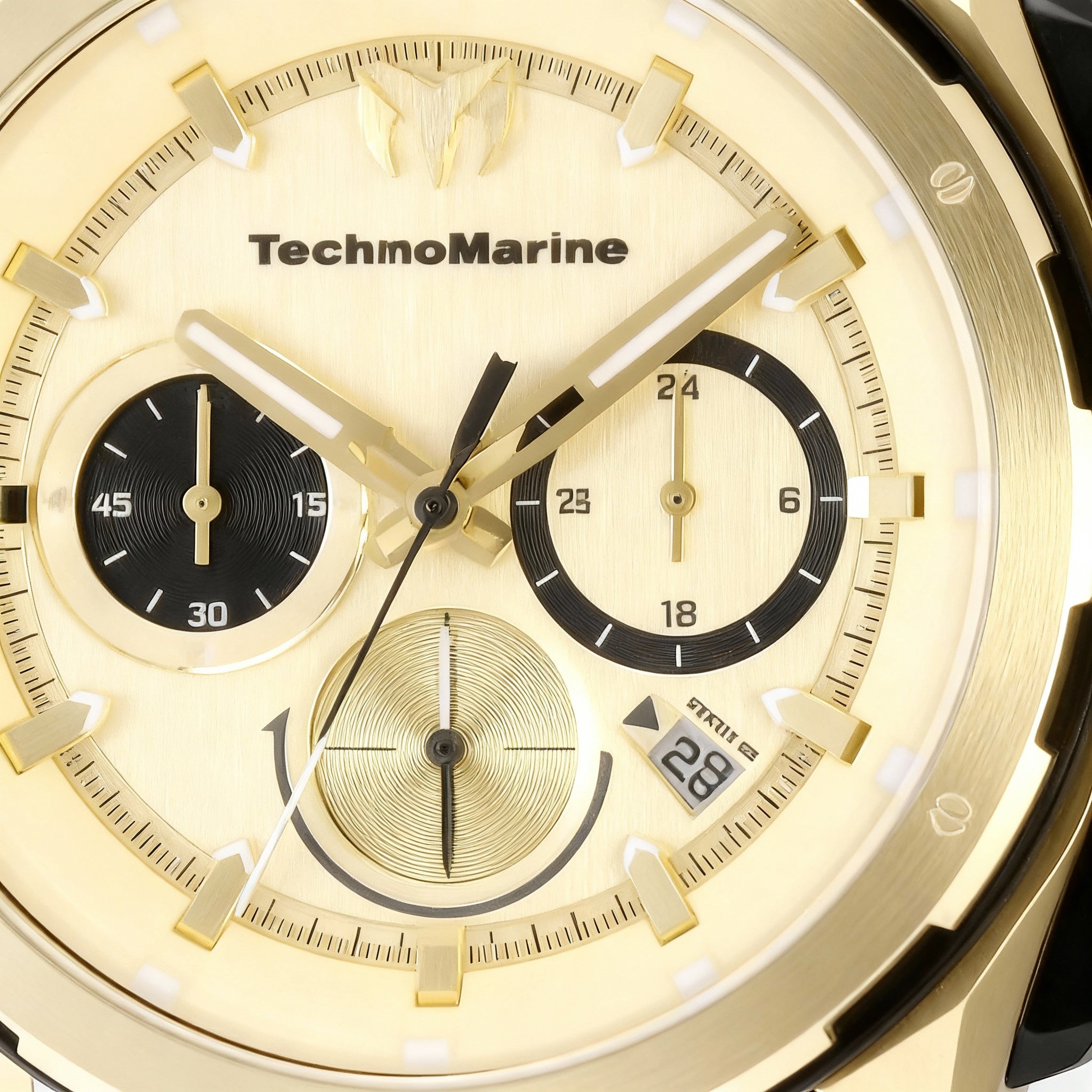 TechnoMarine OCEAN - NOMAD TM-318101 Unisex Chronograph Gold Dial 43mm Stainless Steel Silicone Strap