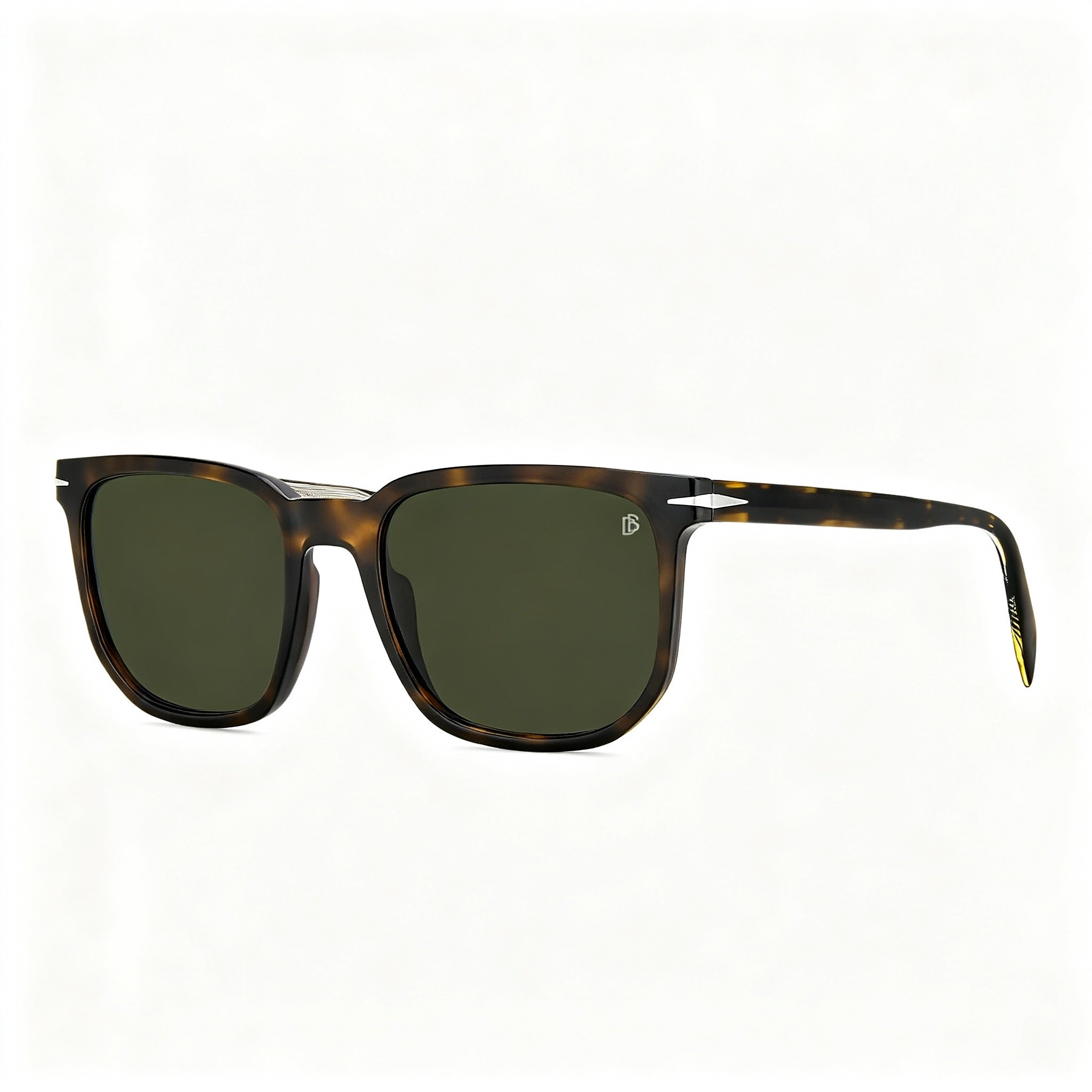 David Beckham Classic Men's Plastic Sunglasses, Havana Silver Green Frame, Green Non-Polarized UV Lenses, 54mm