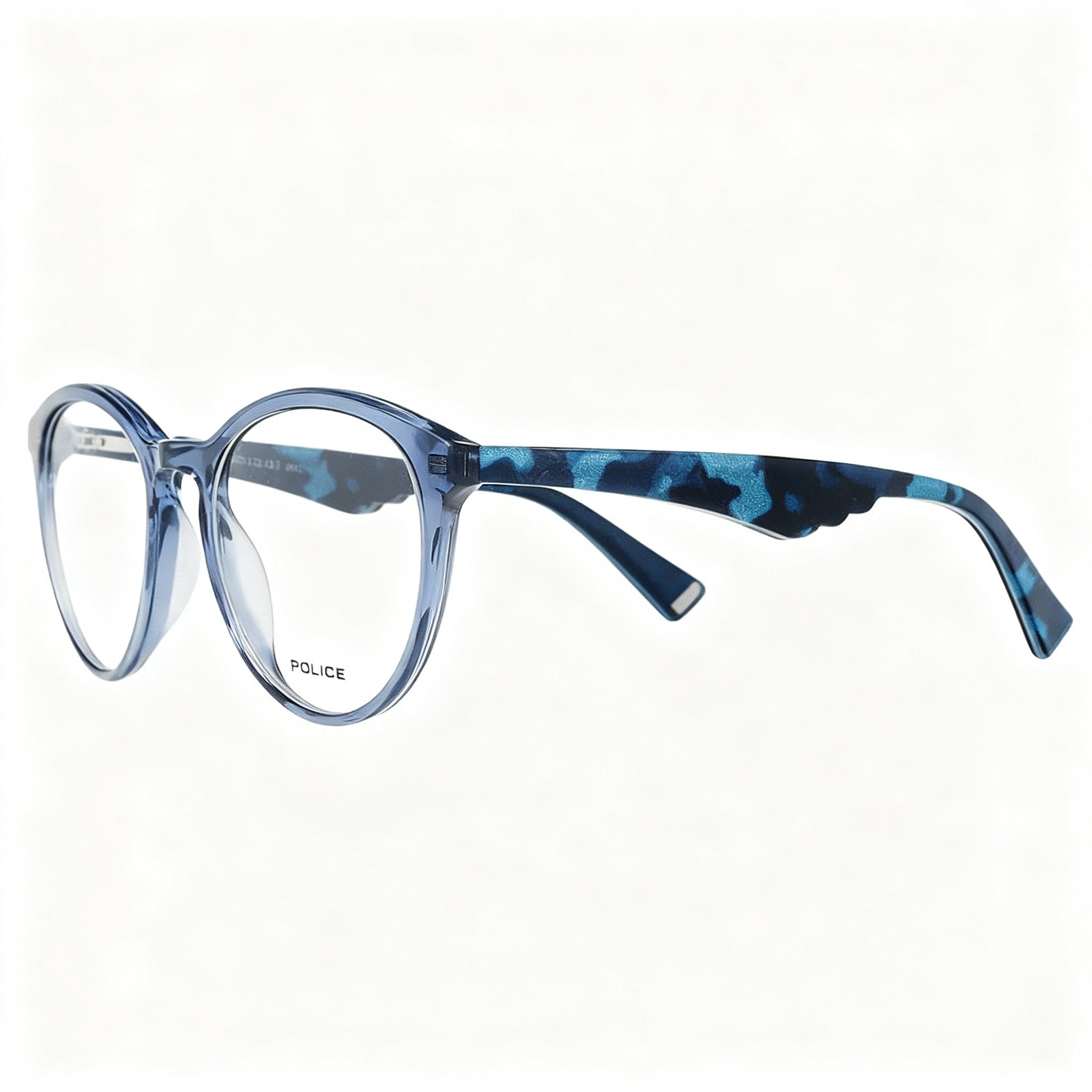 POLICE Casual Women's Transparent Blue Plastic Square Frame Eyeglasses 50mm