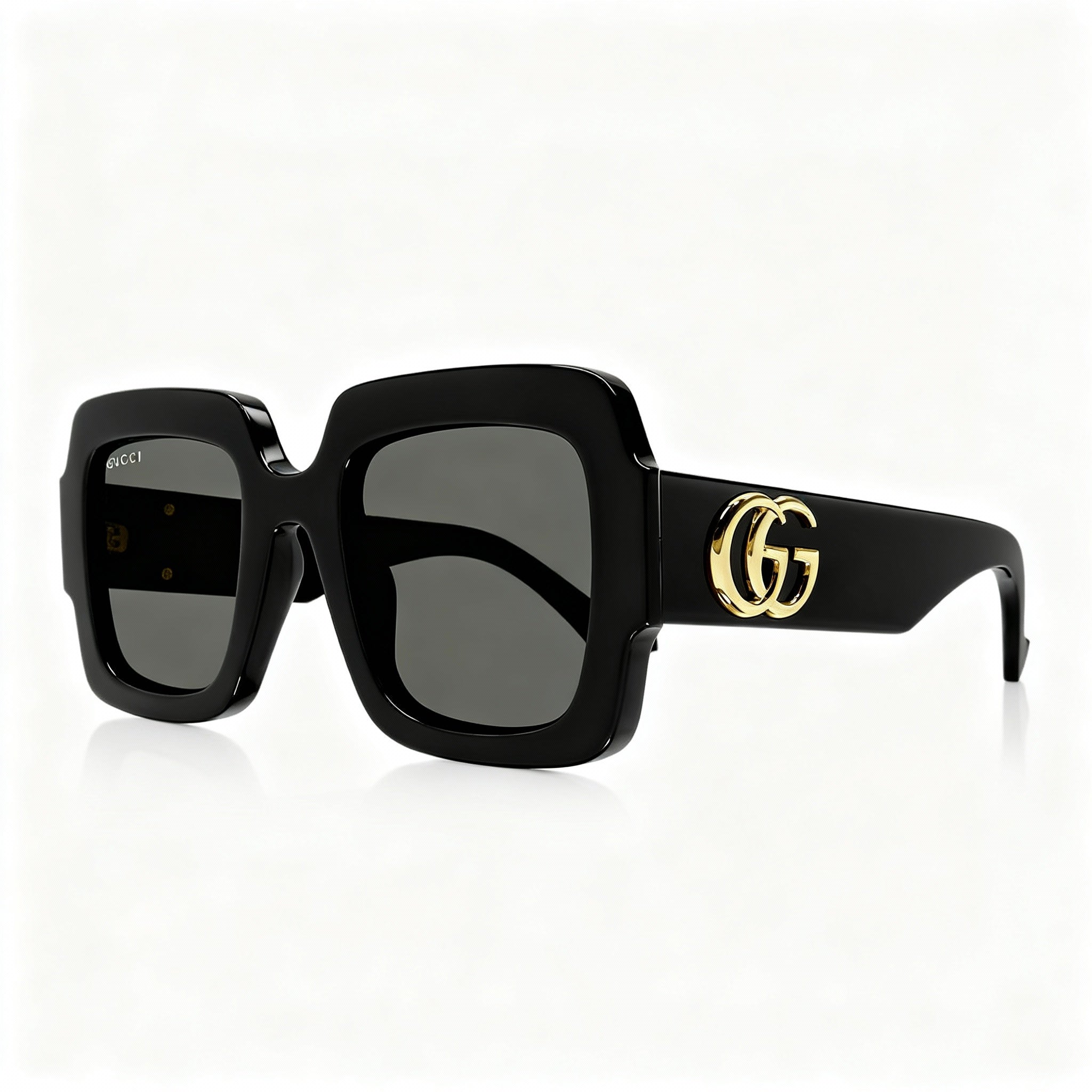 Gucci Women's Oversized Square INJECTED Black Grey Frame, Grey Lens Non-Polarized Sunglasses 50mm